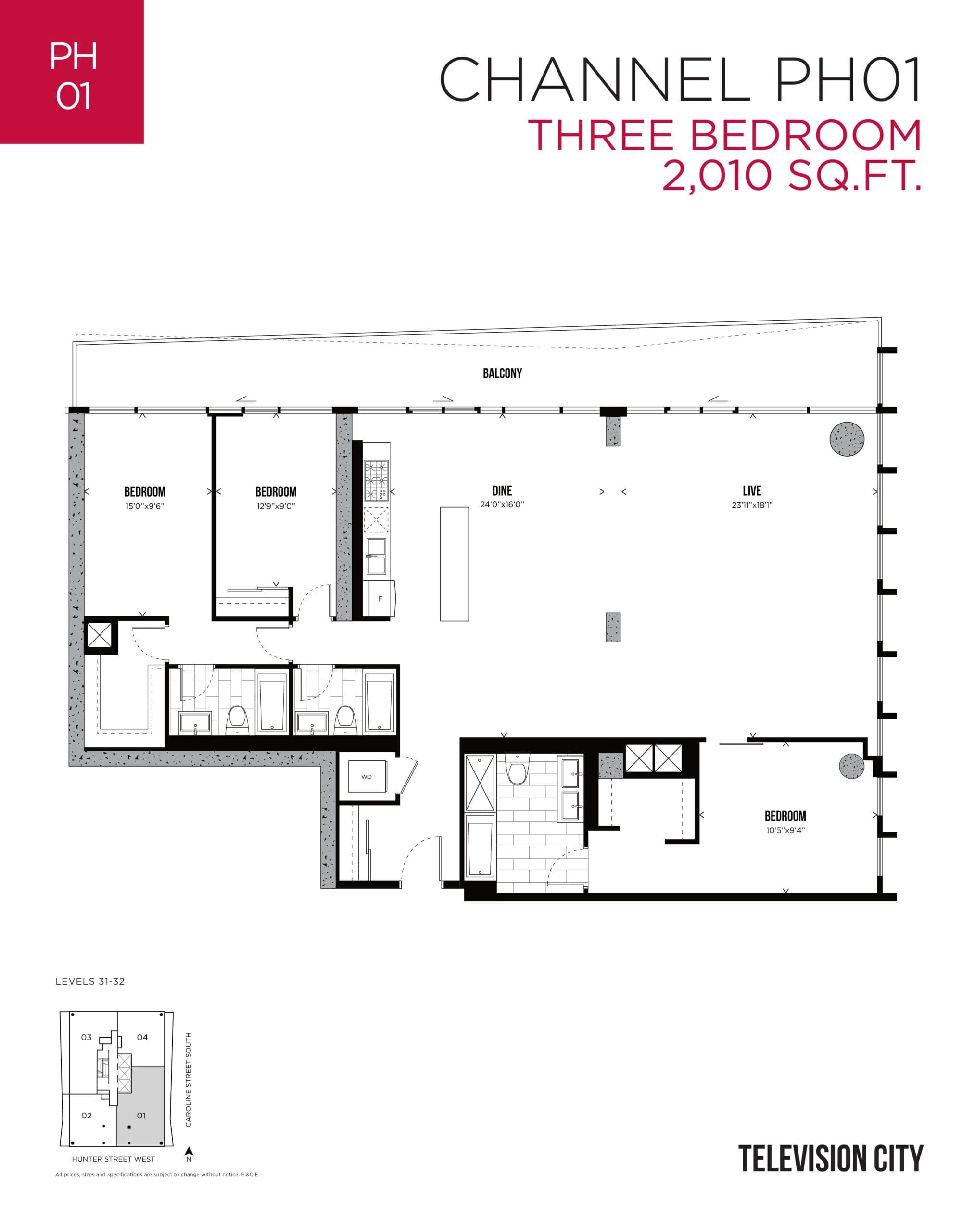 Channel PH01 Floor Plan at Television City Condos - 2010 sq.ft