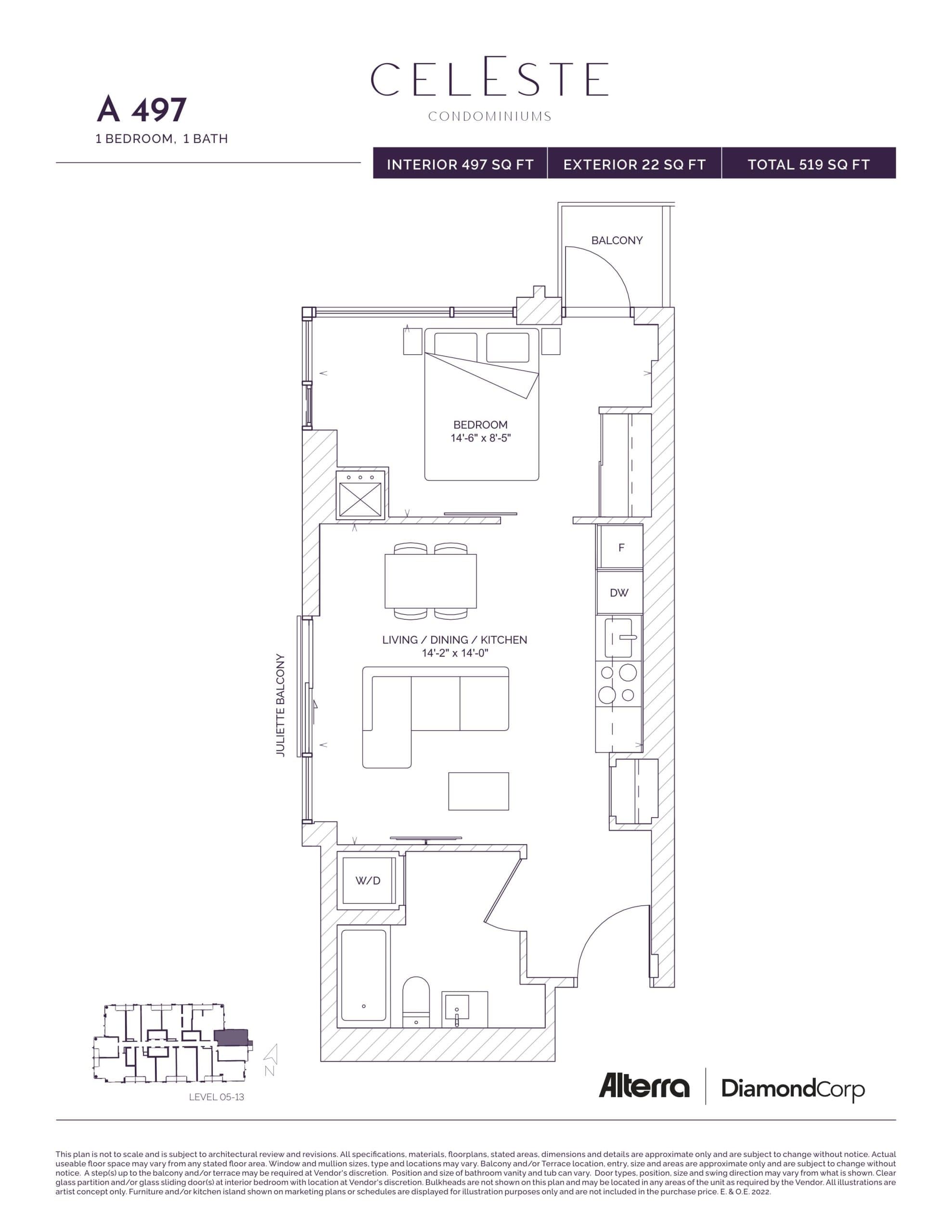 A 497 Floor Plan at Celeste Condos - 497 sq.ft