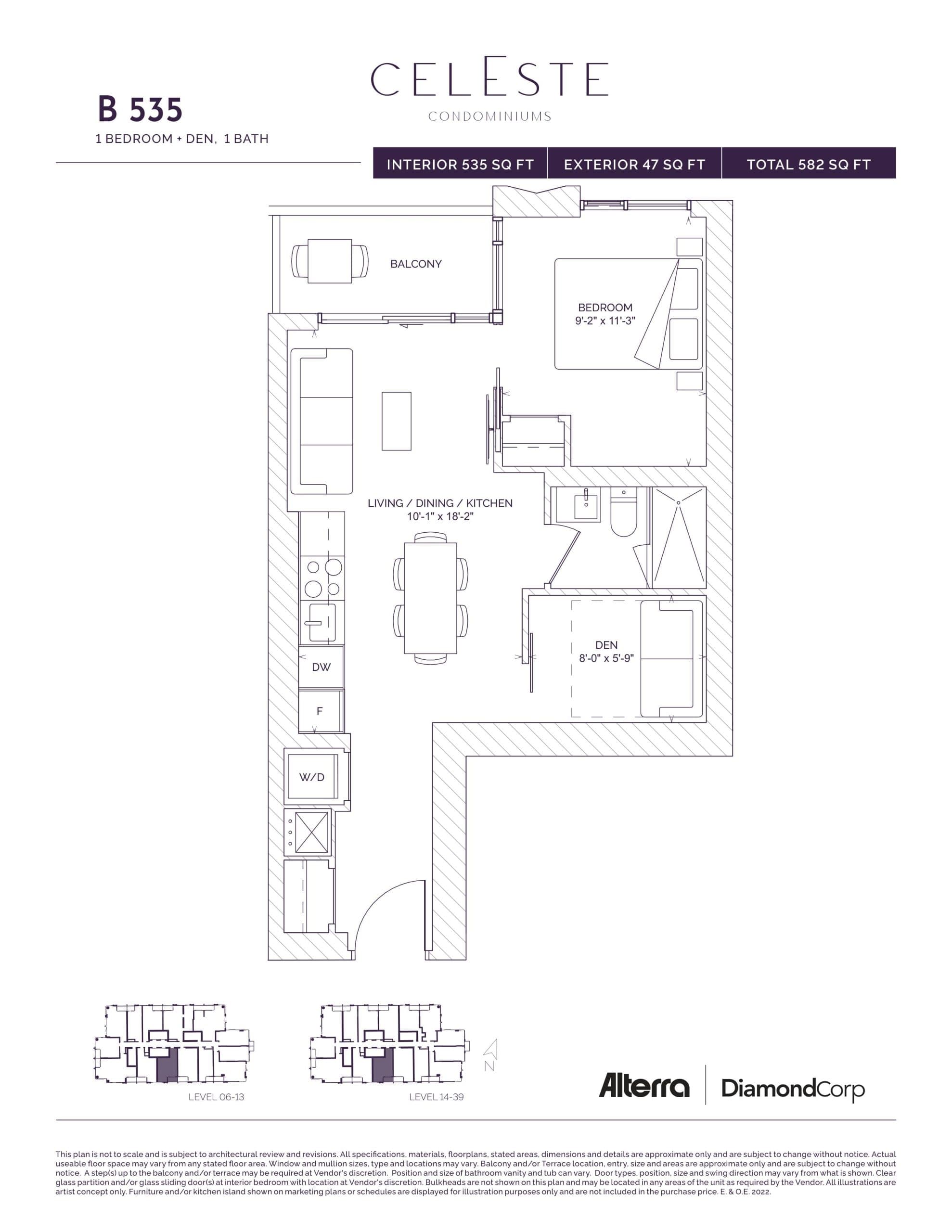 B 535 Floor Plan at Celeste Condos - 535 sq.ft