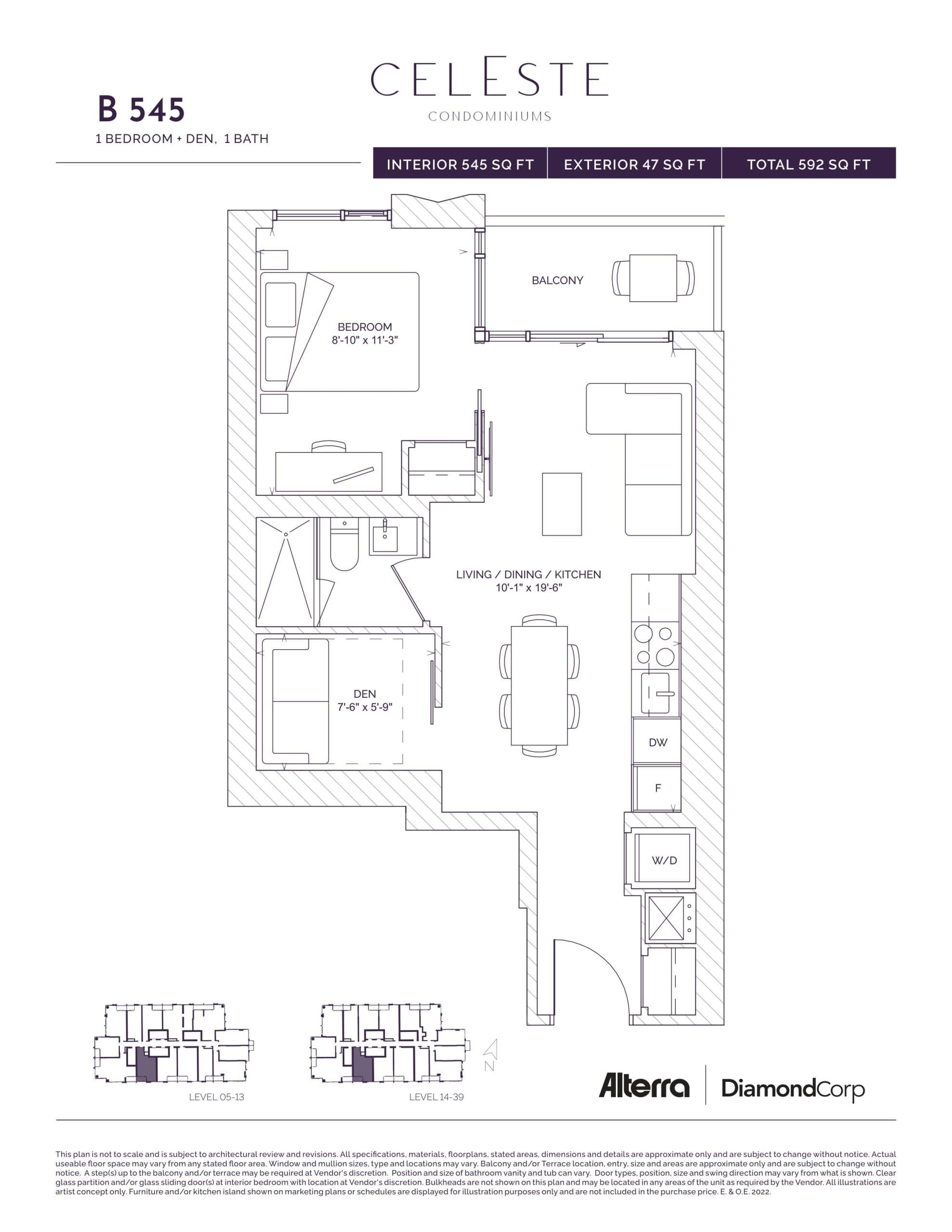 B 545 Floor Plan at Celeste Condos - 545 sq.ft