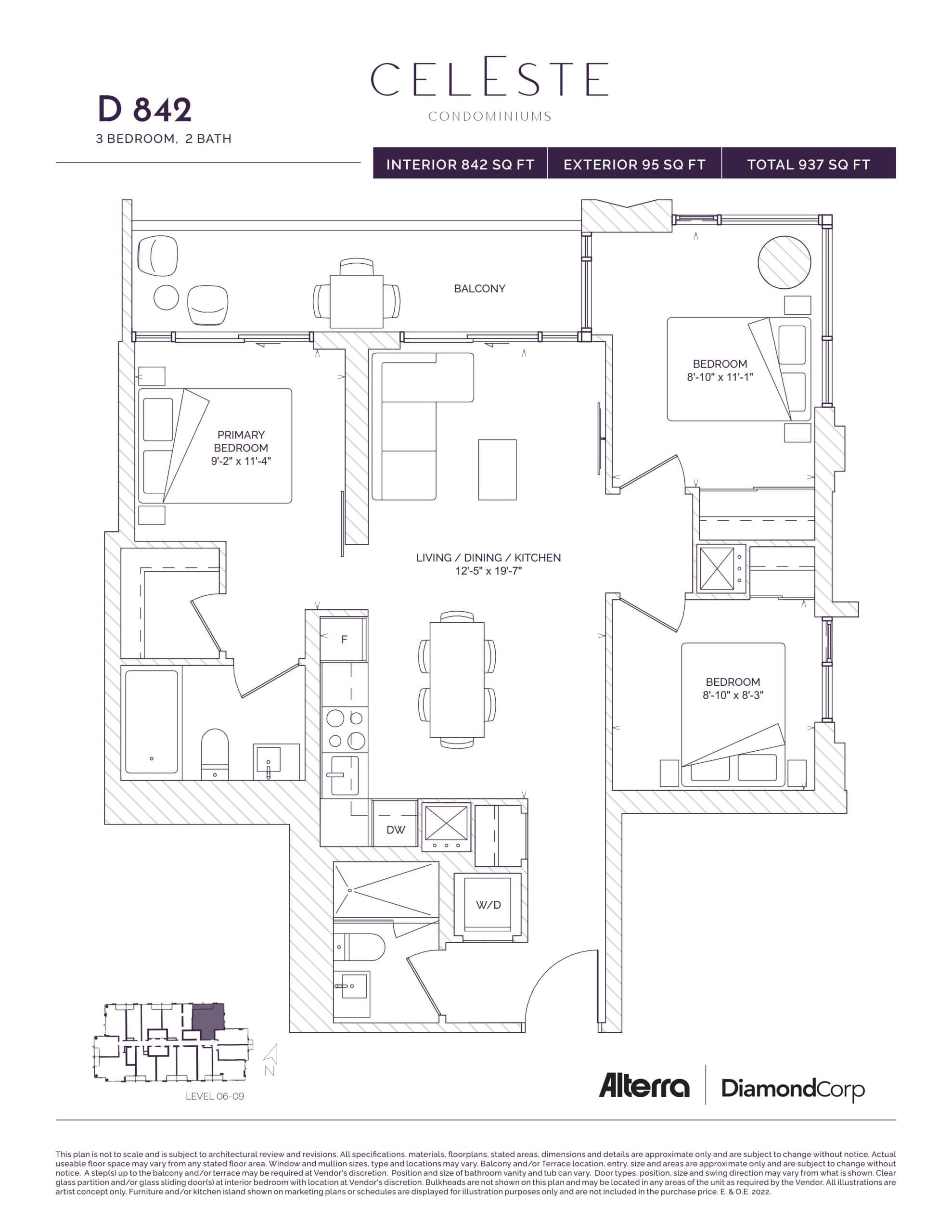D 842 Floor Plan at Celeste Condos - 842 sq.ft
