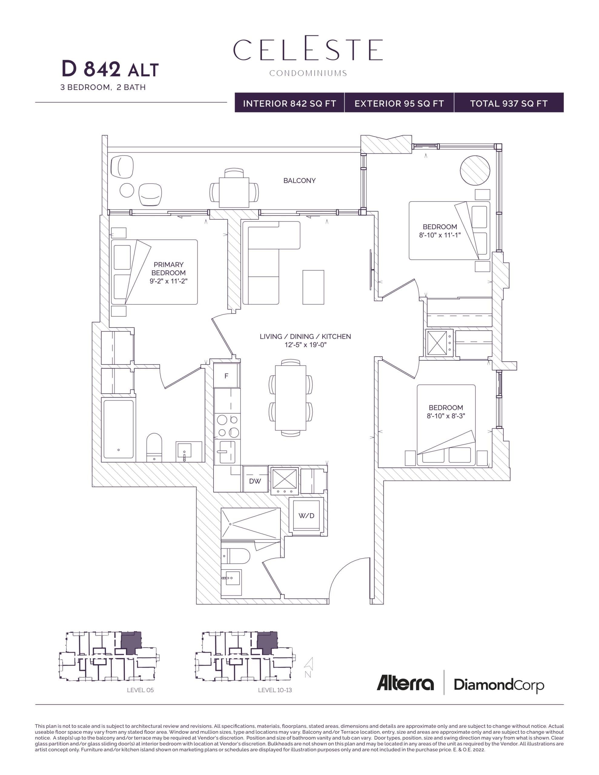 D 842 ALT Floor Plan at Celeste Condos - 842 sq.ft