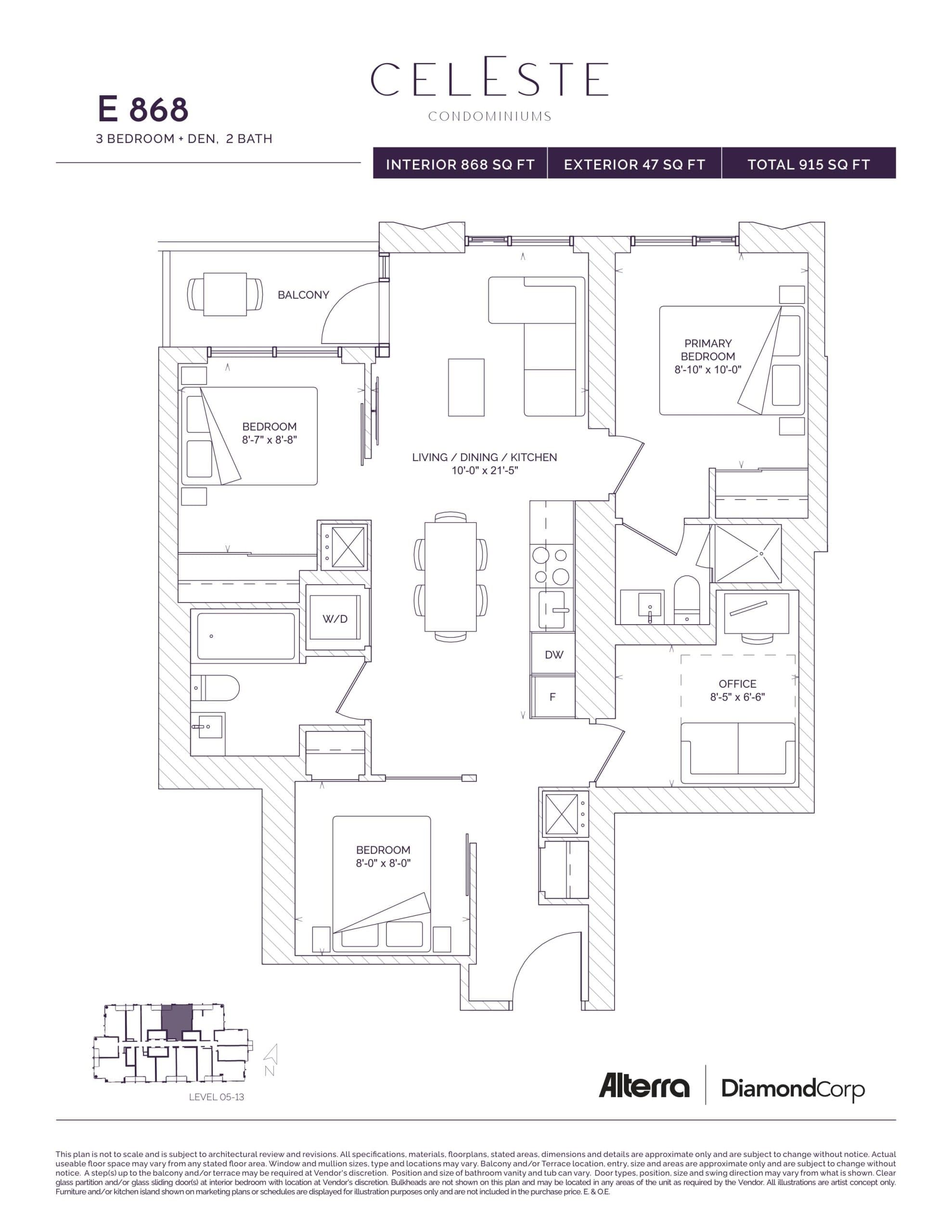 E 868 Floor Plan at Celeste Condos - 868 sq.ft
