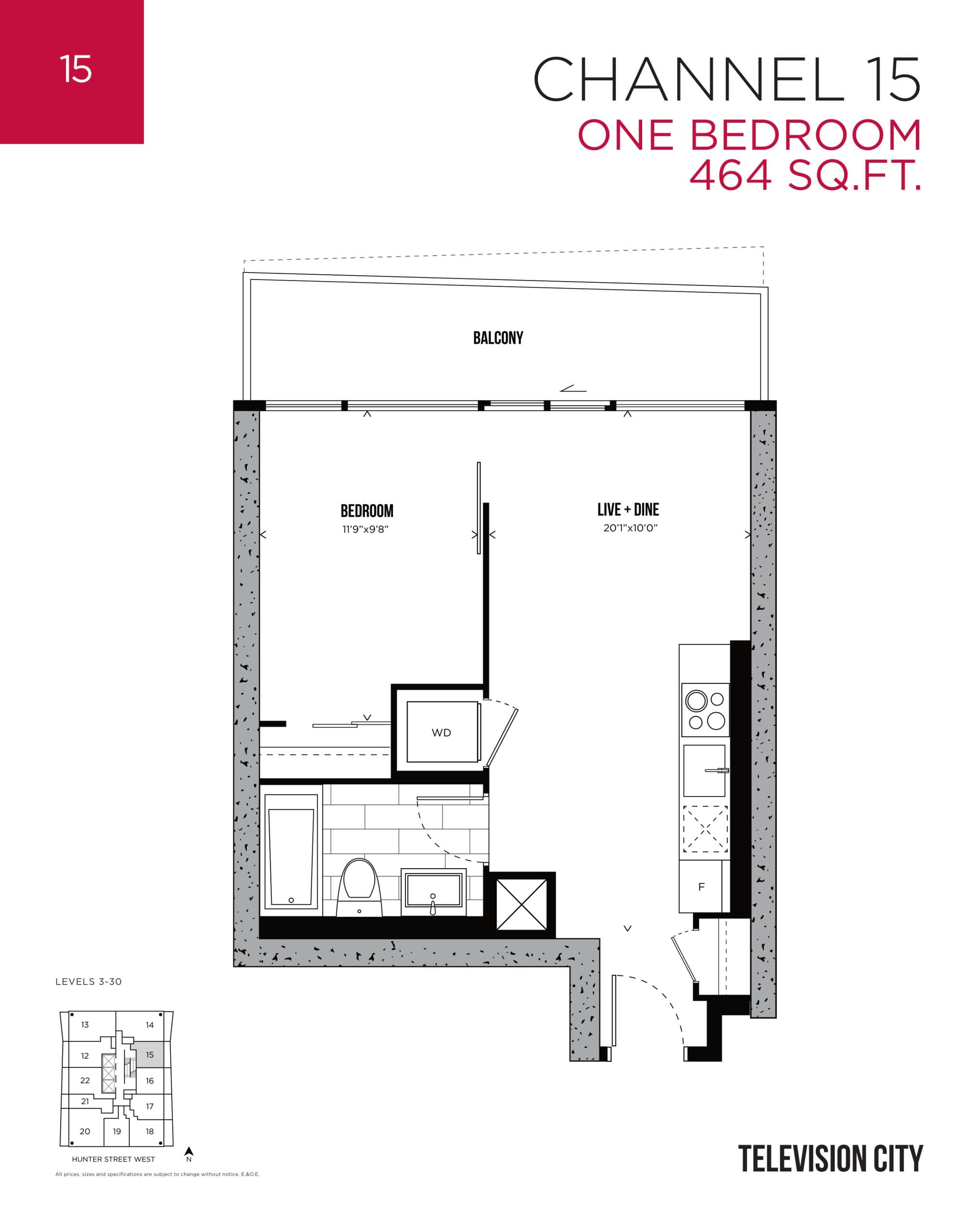 Channel 15 Floor Plan at Television City Condos Tower 2 - 464 sq.ft