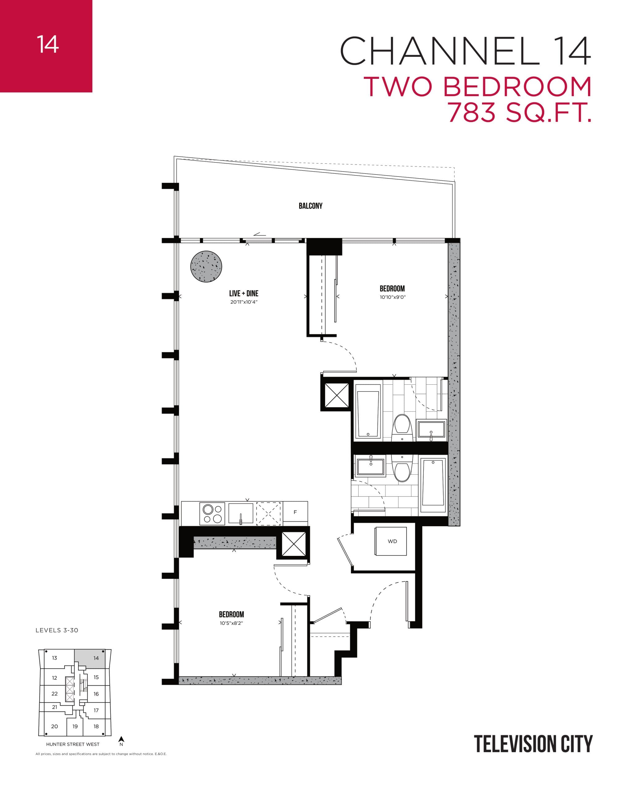 Channel 14 Floor Plan at Television City Condos Tower 2 - 783 sq.ft