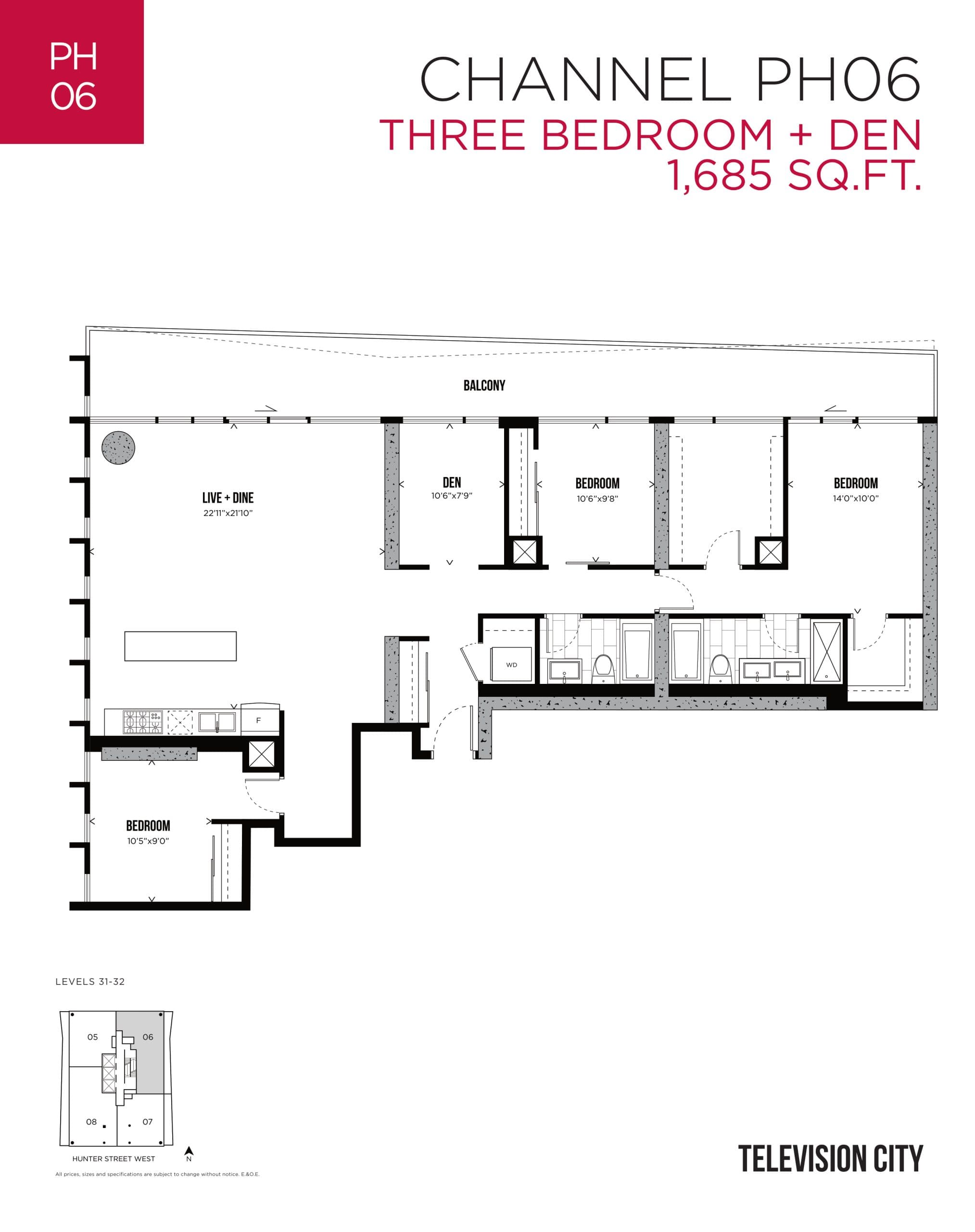 Channel PH06 Floor Plan at Television City Condos Tower 2 - 1685 sq.ft