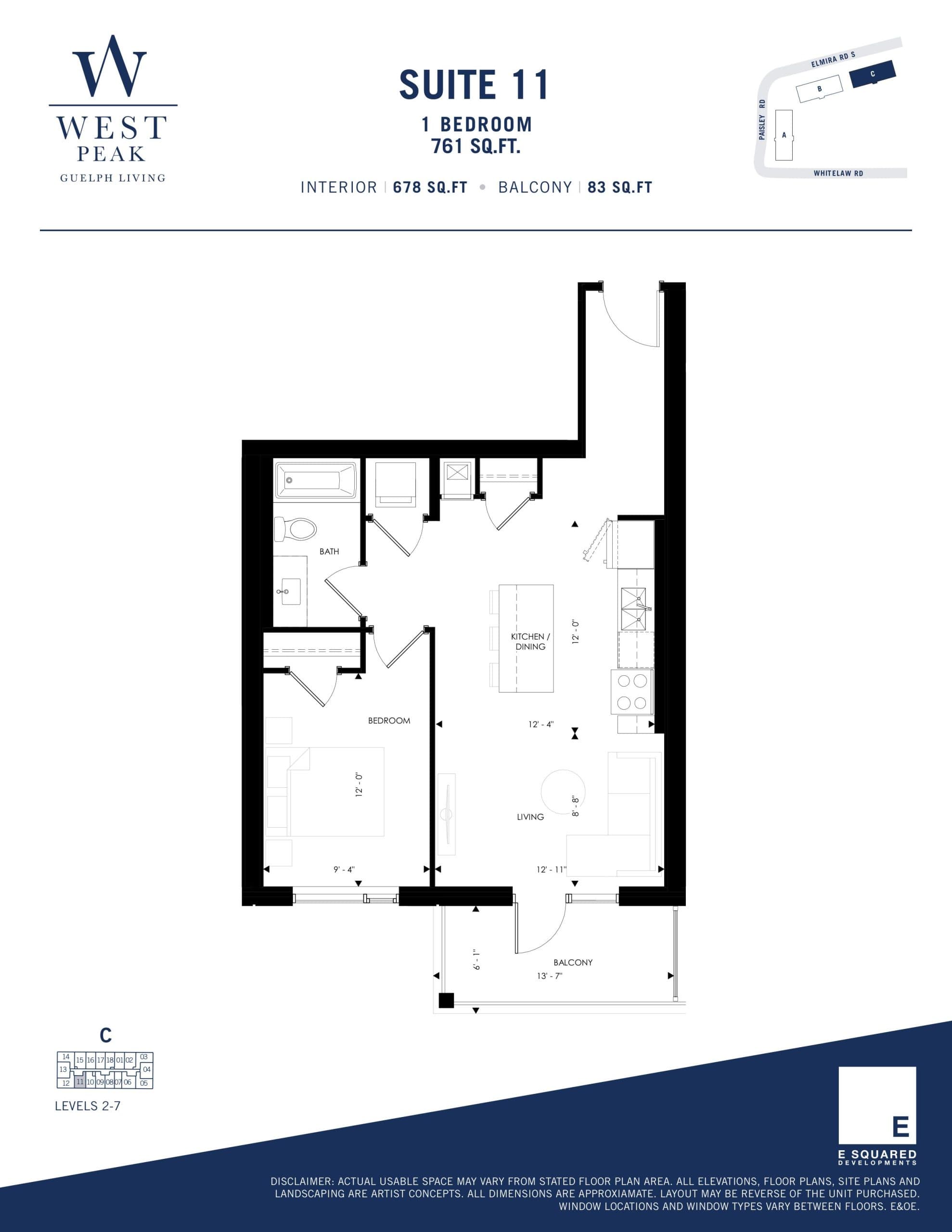 Suite 11 - Building C Floor Plan at West Peak Condos - 678 sq.ft