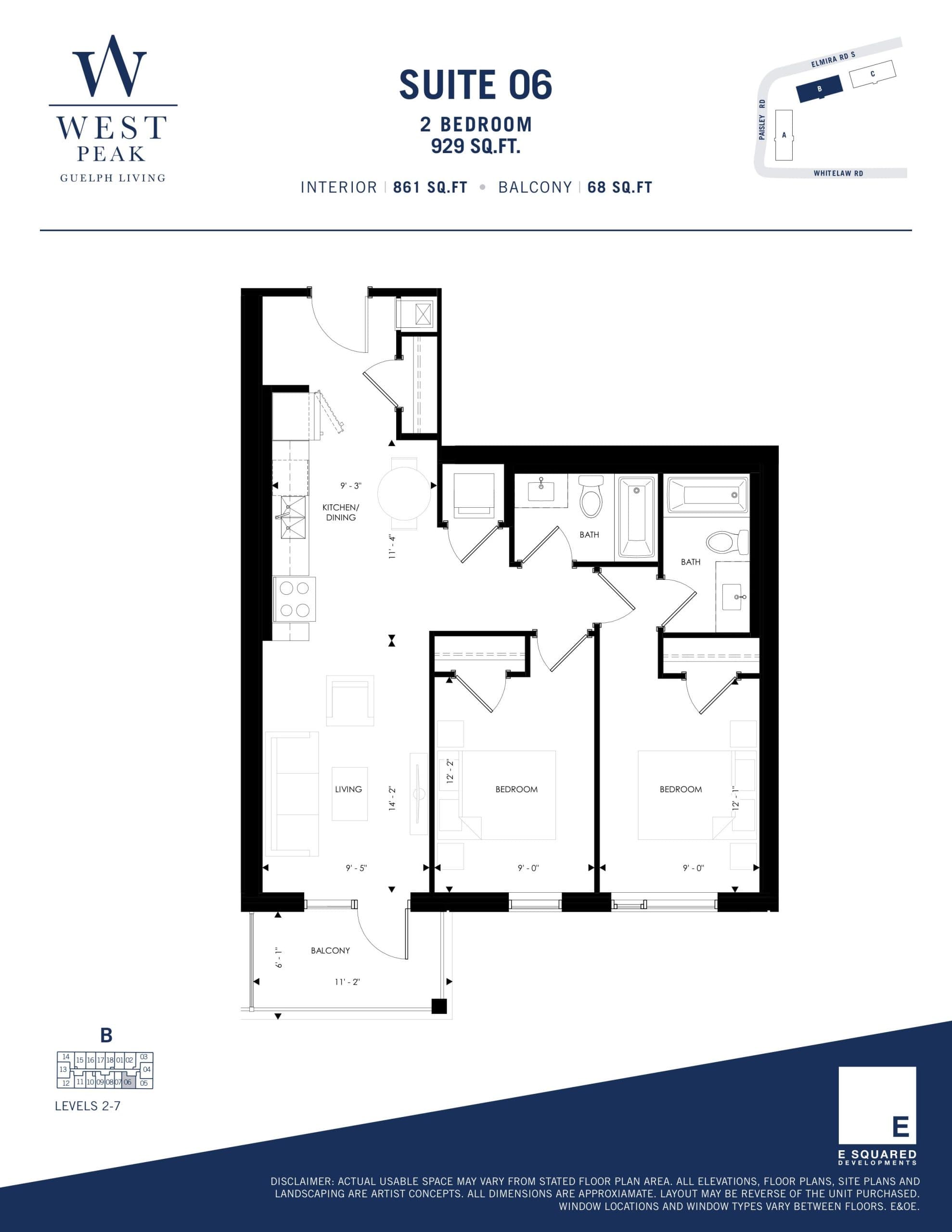 Suite 06 - Building B Floor Plan at West Peak Condos - 861 sq.ft