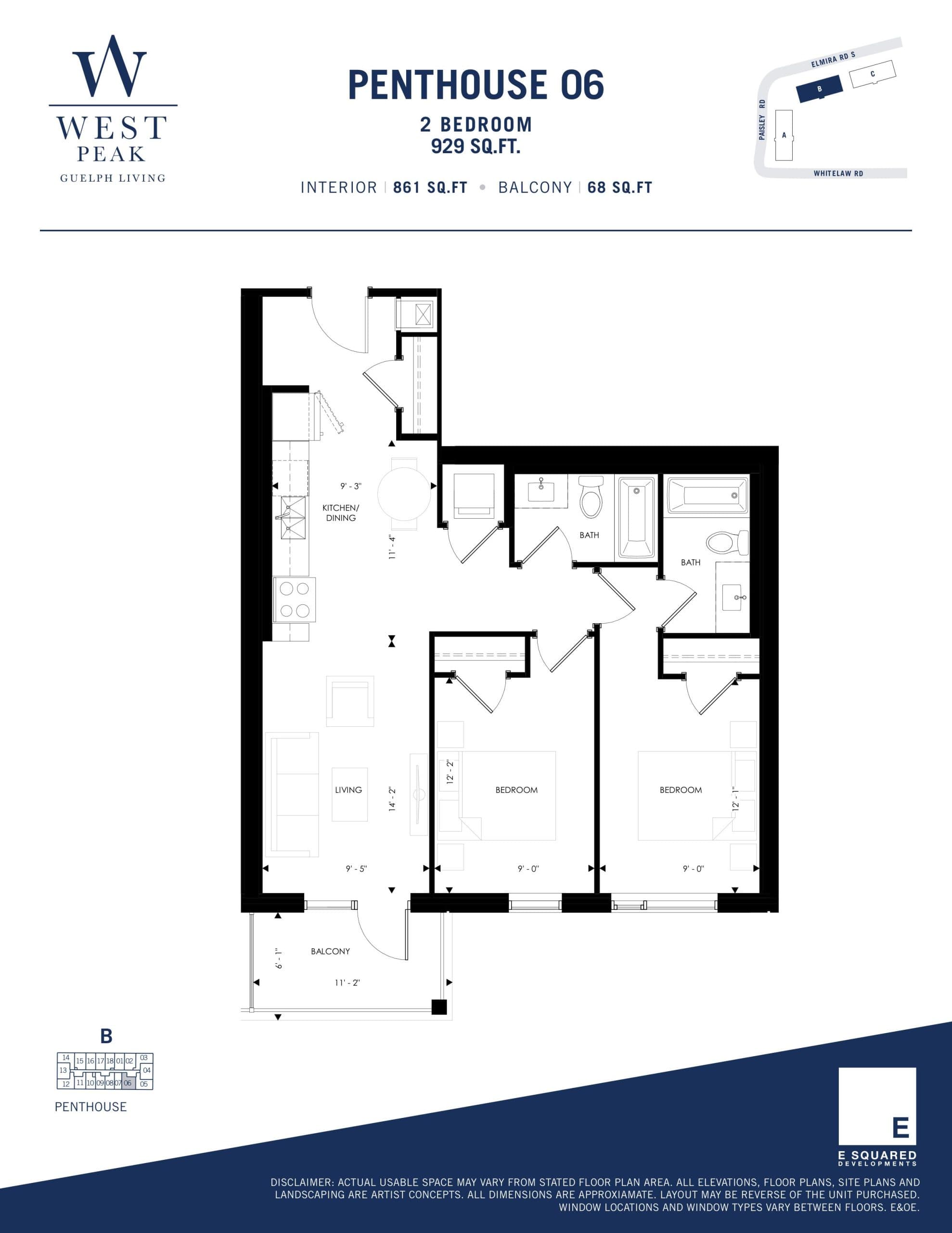 Penthouse 06 - Building B Floor Plan at West Peak Condos - 861 sq.ft