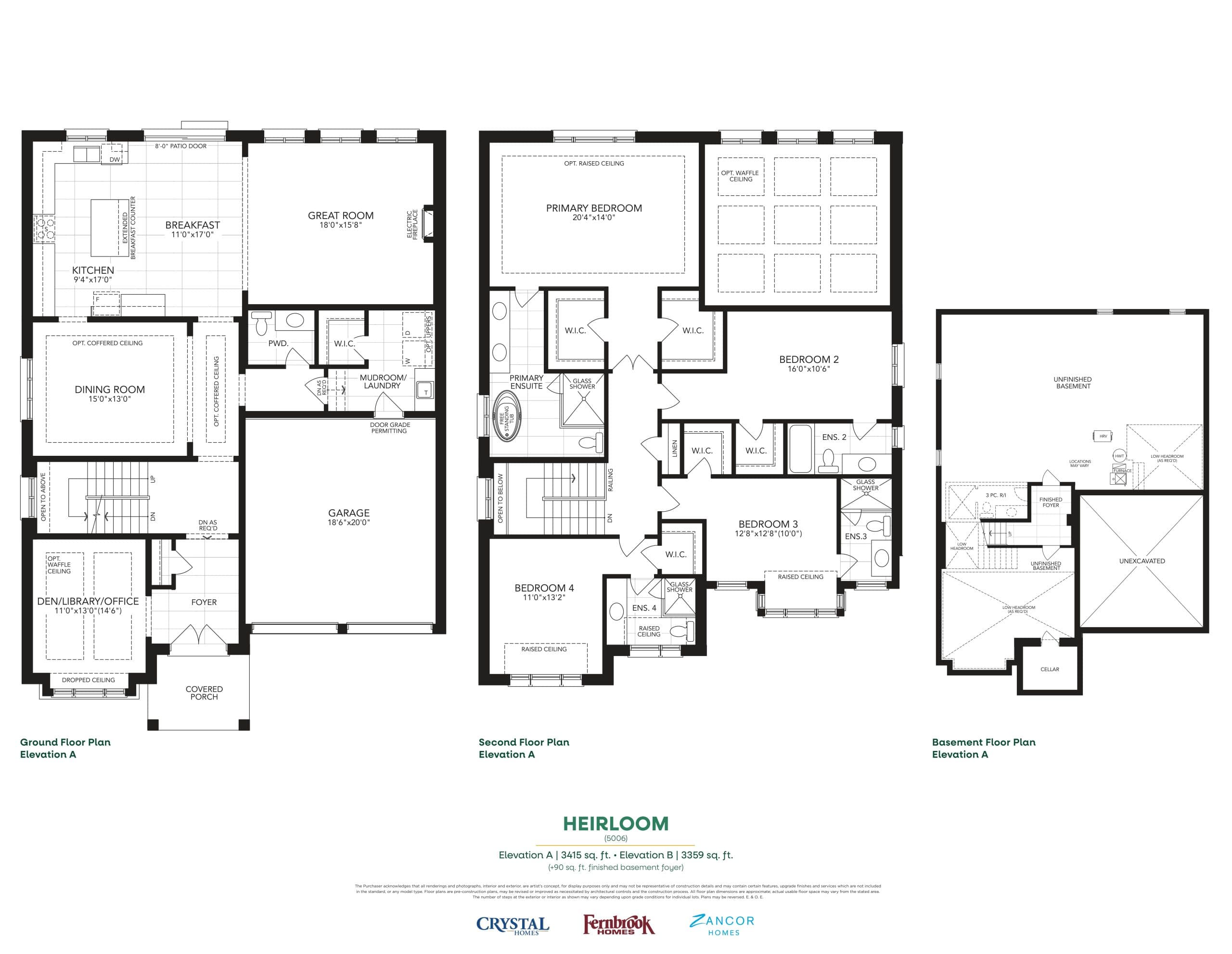 Heirloom Floor Plan at Hometown Hillsdale - 3359 sq.ft