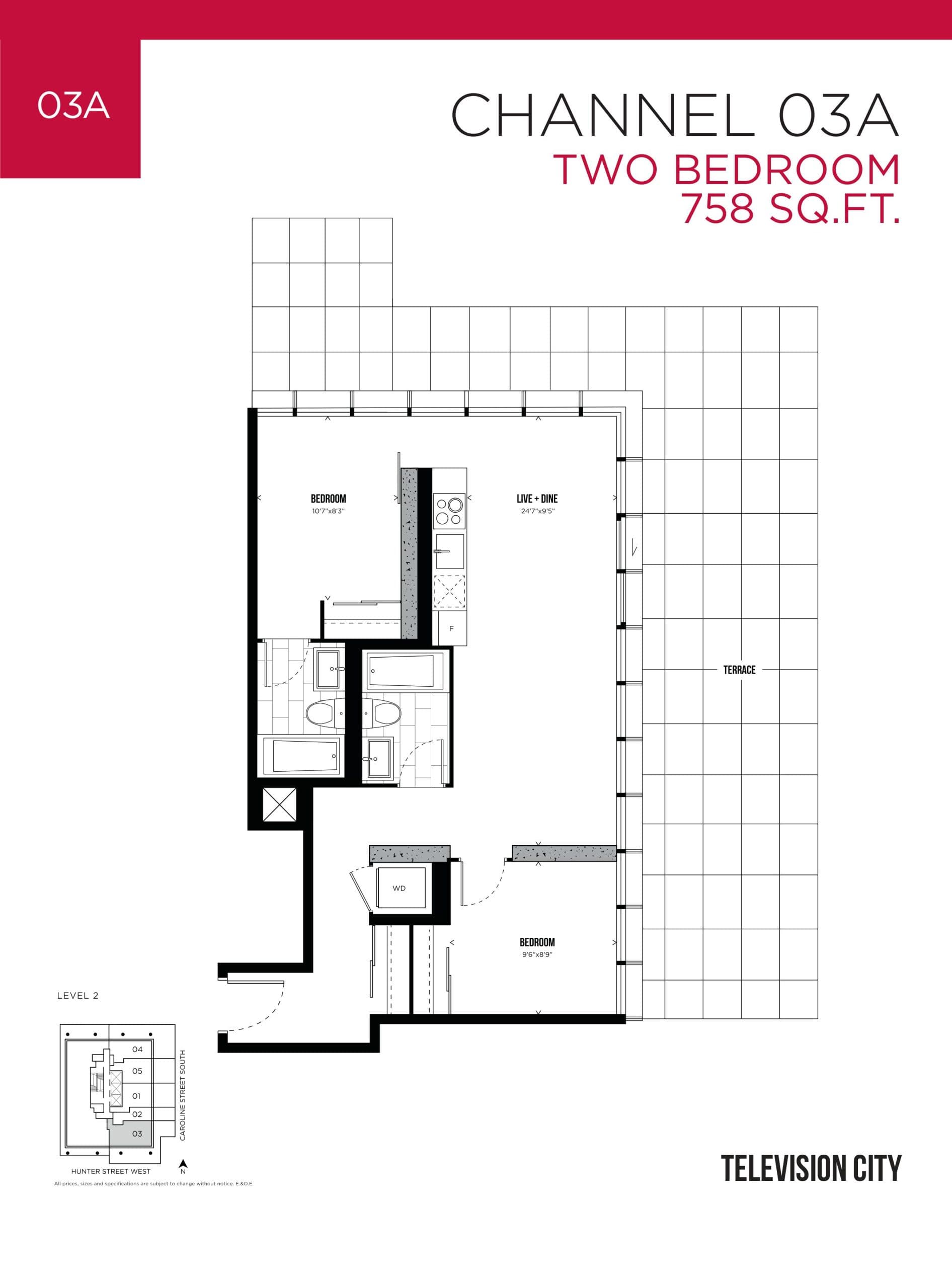 Channel 03A Floor Plan at Television City Condos - 758 sq.ft