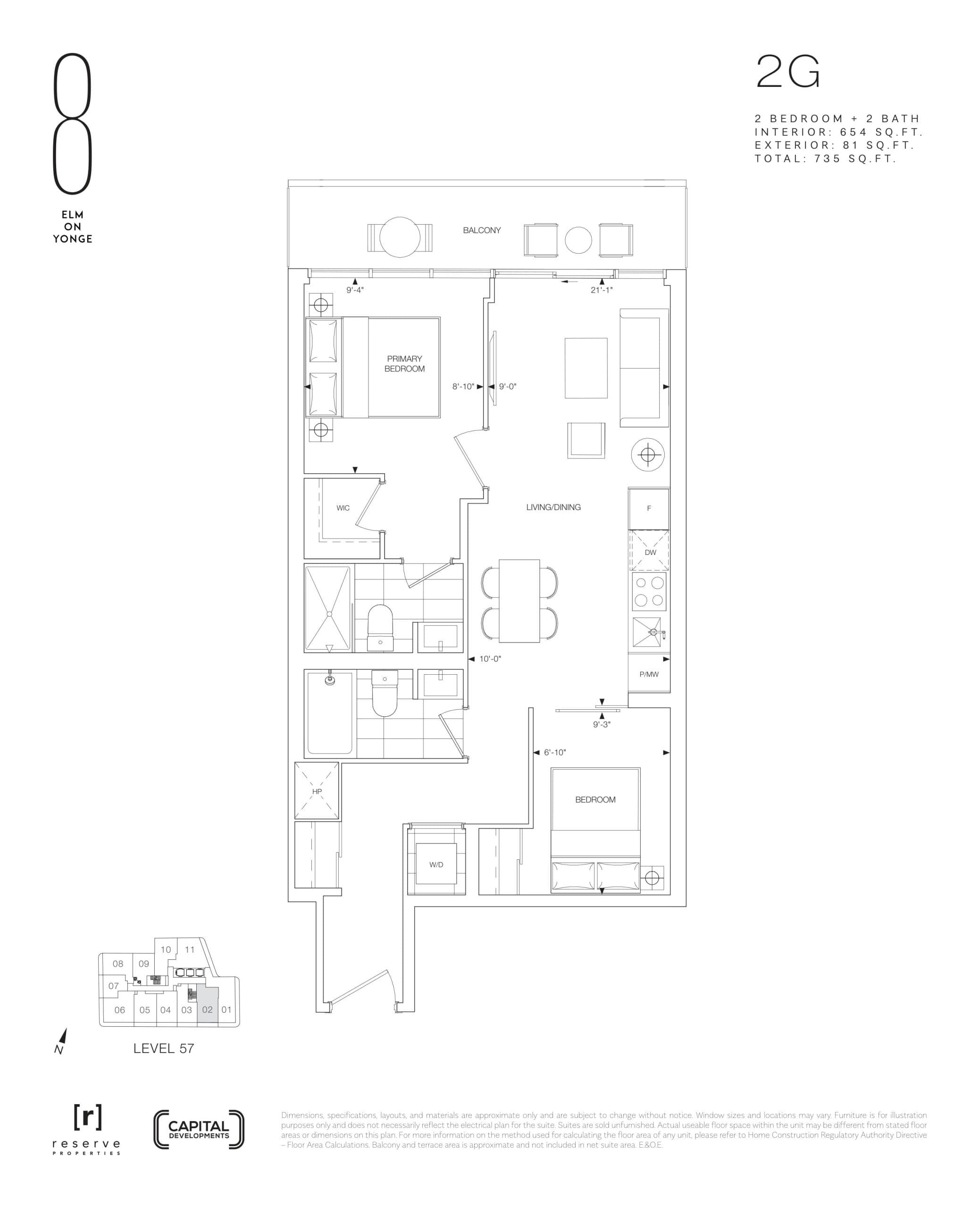 2G Floor Plan at 8 Elm on Yonge Condos - 654 sq.ft