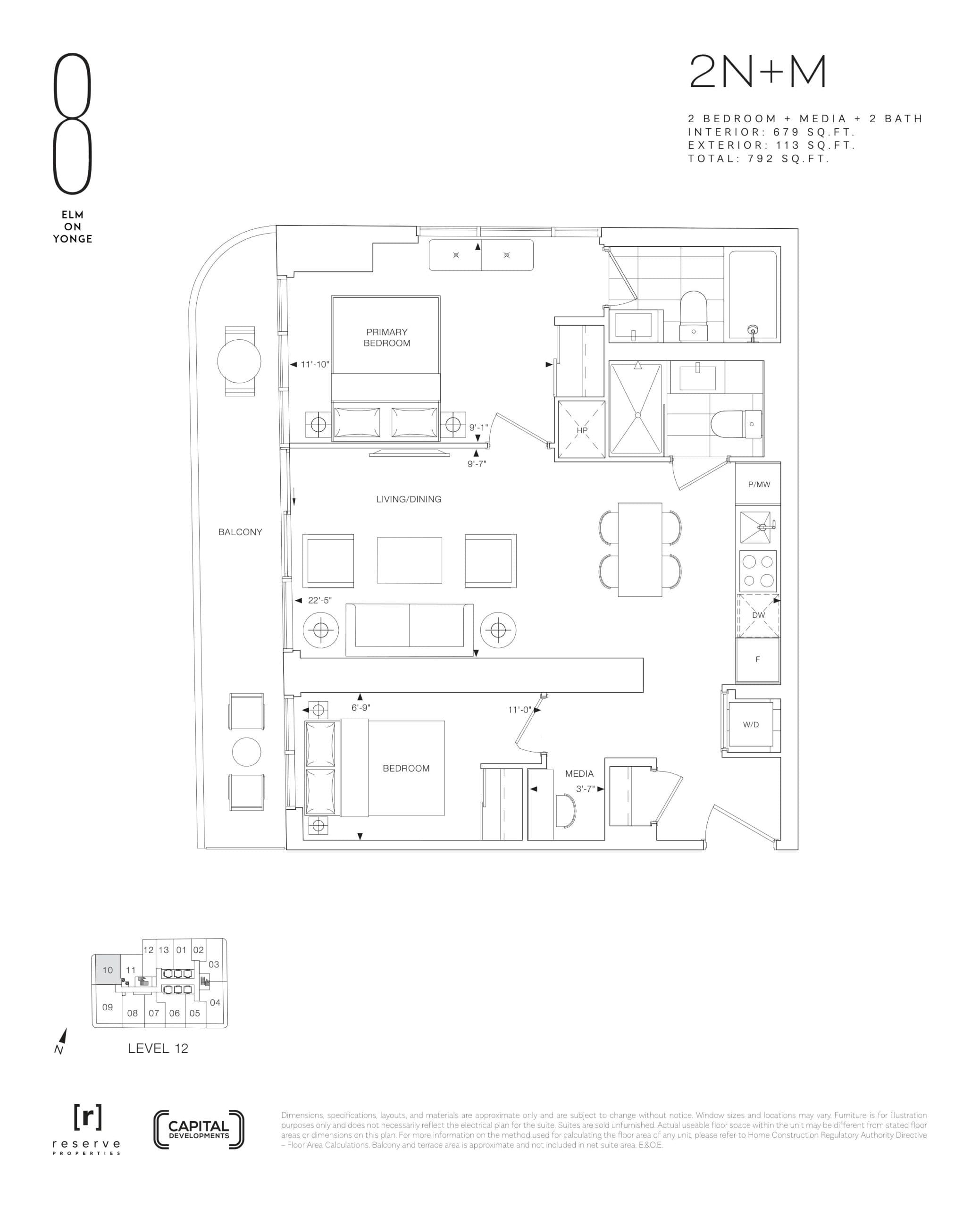 2N+M Floor Plan at 8 Elm on Yonge Condos - 679 sq.ft