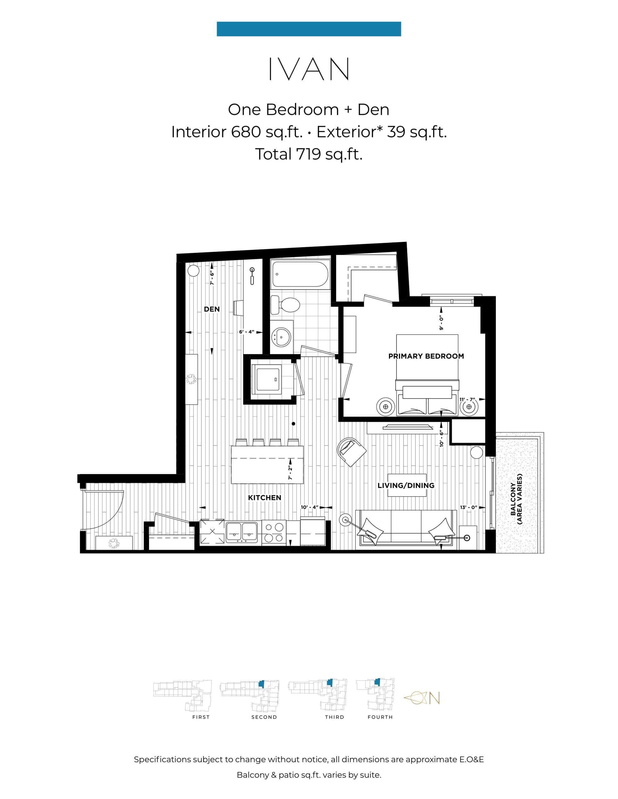 Ivan Floor Plan at Century Condos - 680 sq.ft