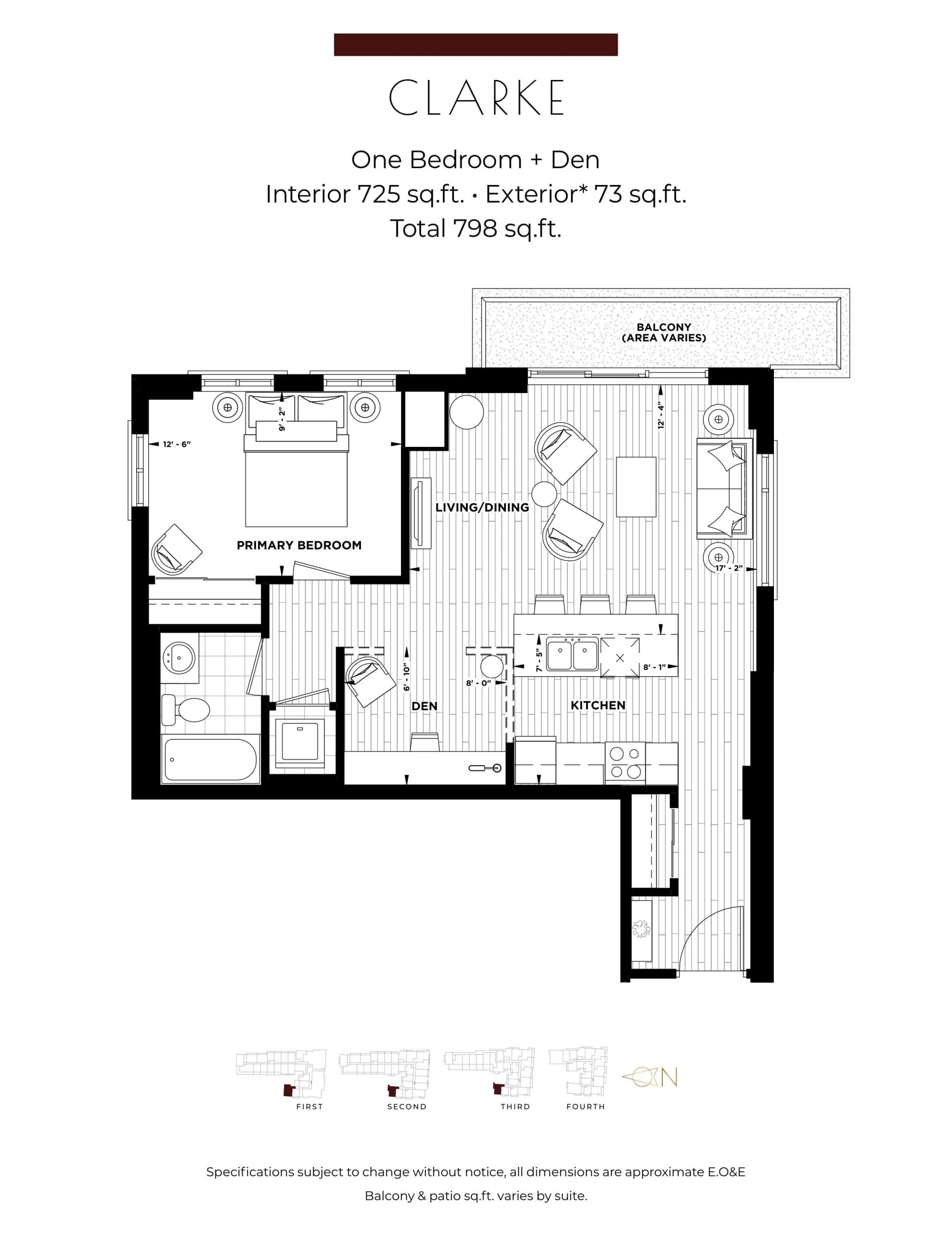 Clarke Floor Plan at Century Condos - 725 sq.ft