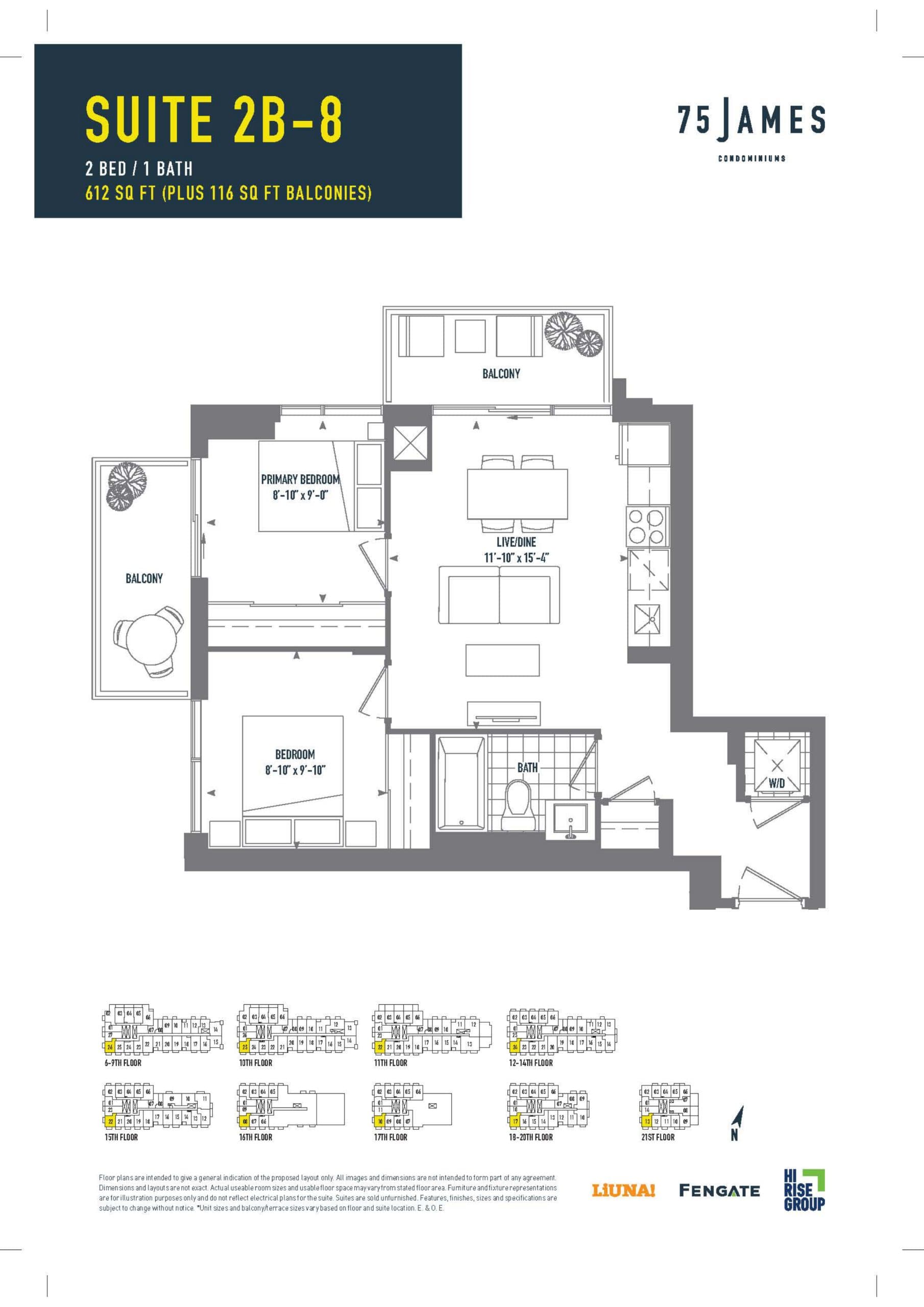 Suite 2B-8 Floor Plan at 75 James Condos - 612 sq.ft