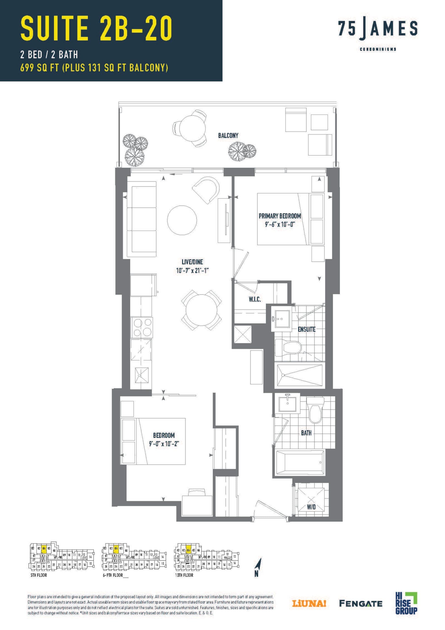 Suite 2B-20 Floor Plan at 75 James Condos - 699 sq.ft