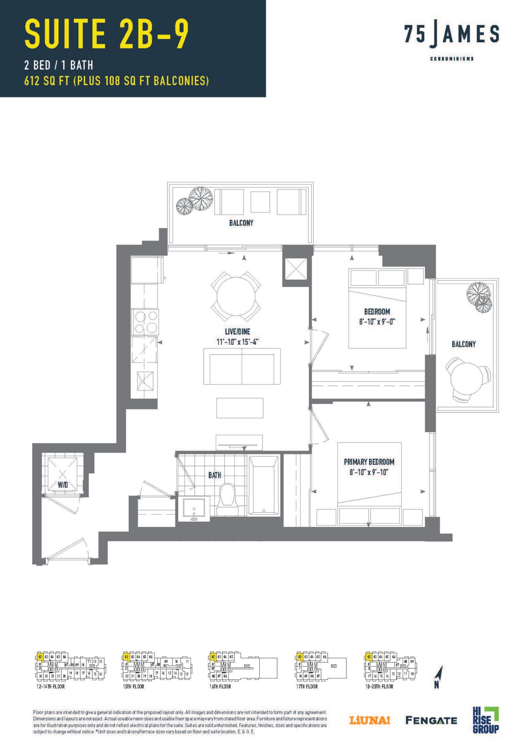 Suite 2B-9 Floor Plan at 75 James Condos - 612 sq.ft