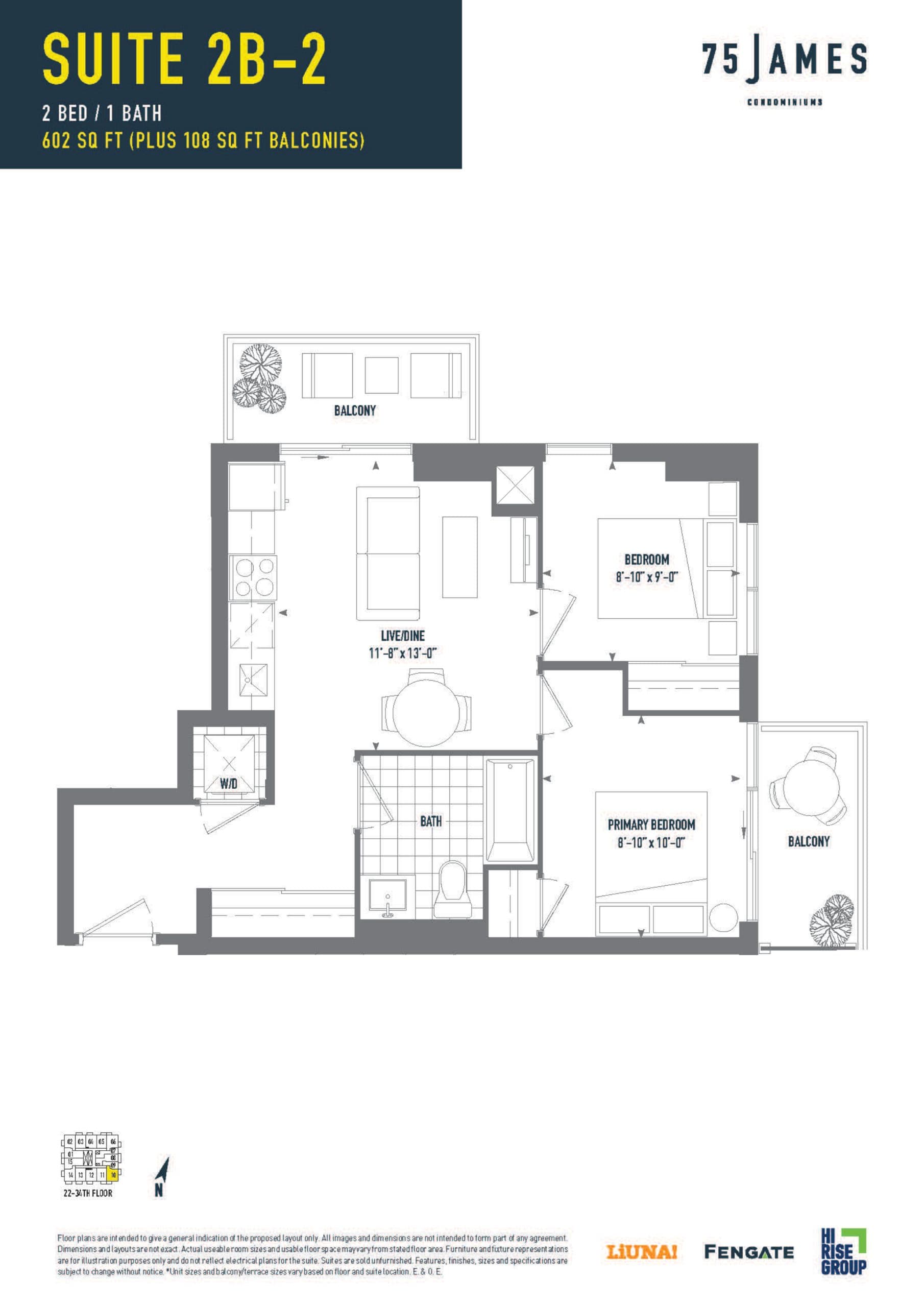Suite 2B-2 Floor Plan at 75 James Condos - 602 sq.ft