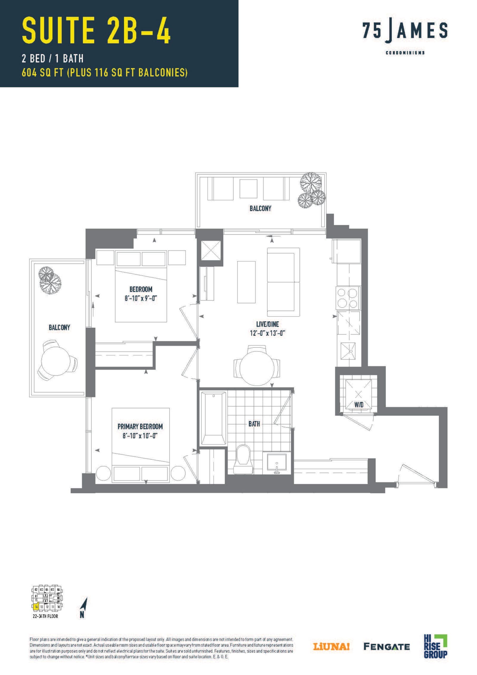 Suite 2B-4 Floor Plan at 75 James Condos - 604 sq.ft