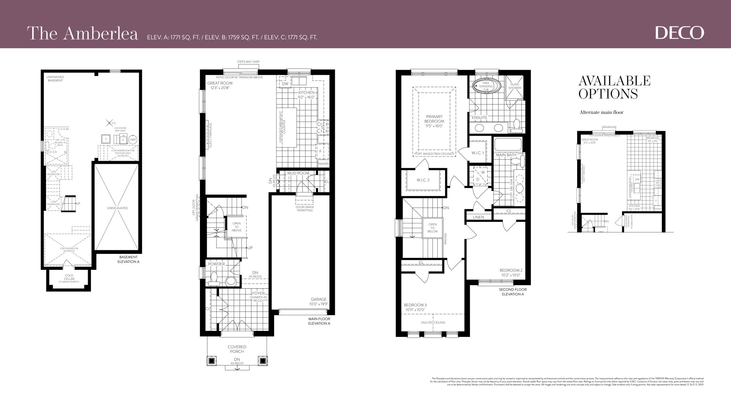 The Amberlea Floor Plan at Greenwood Seaton by DECO Homes - 1771 sq.ft