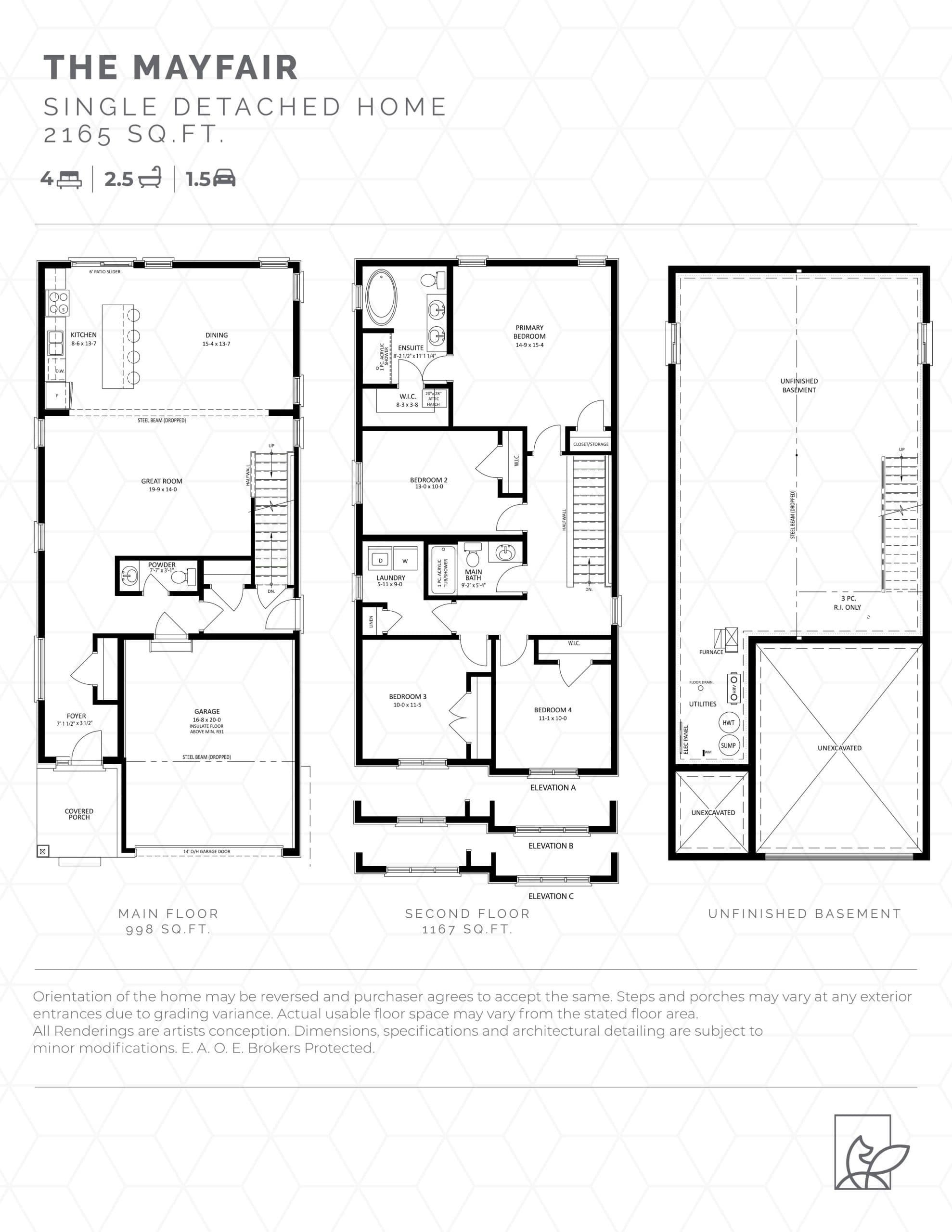 The Mayfair Floor Plan at Gates of Hyde Park - 2165 sq.ft