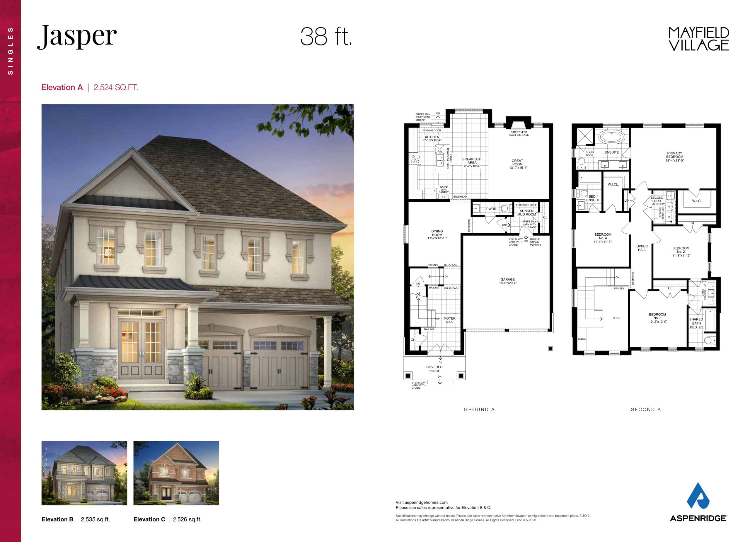 Jasper Floor Plan at Mayfield Village by Aspen Ridge Homes - 2524 sq.ft