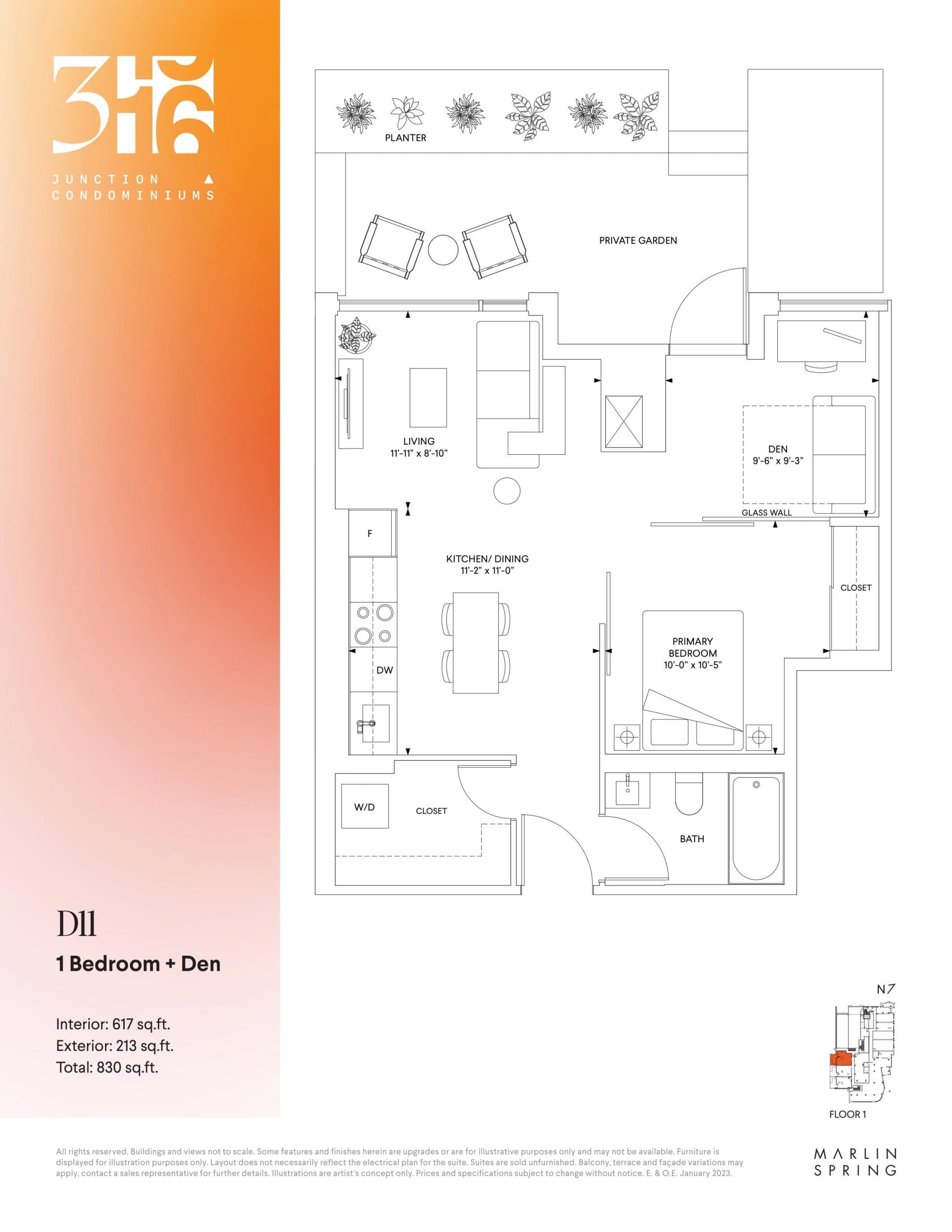 D11 Floor Plan at 316 Junction Condos - 617 sq.ft
