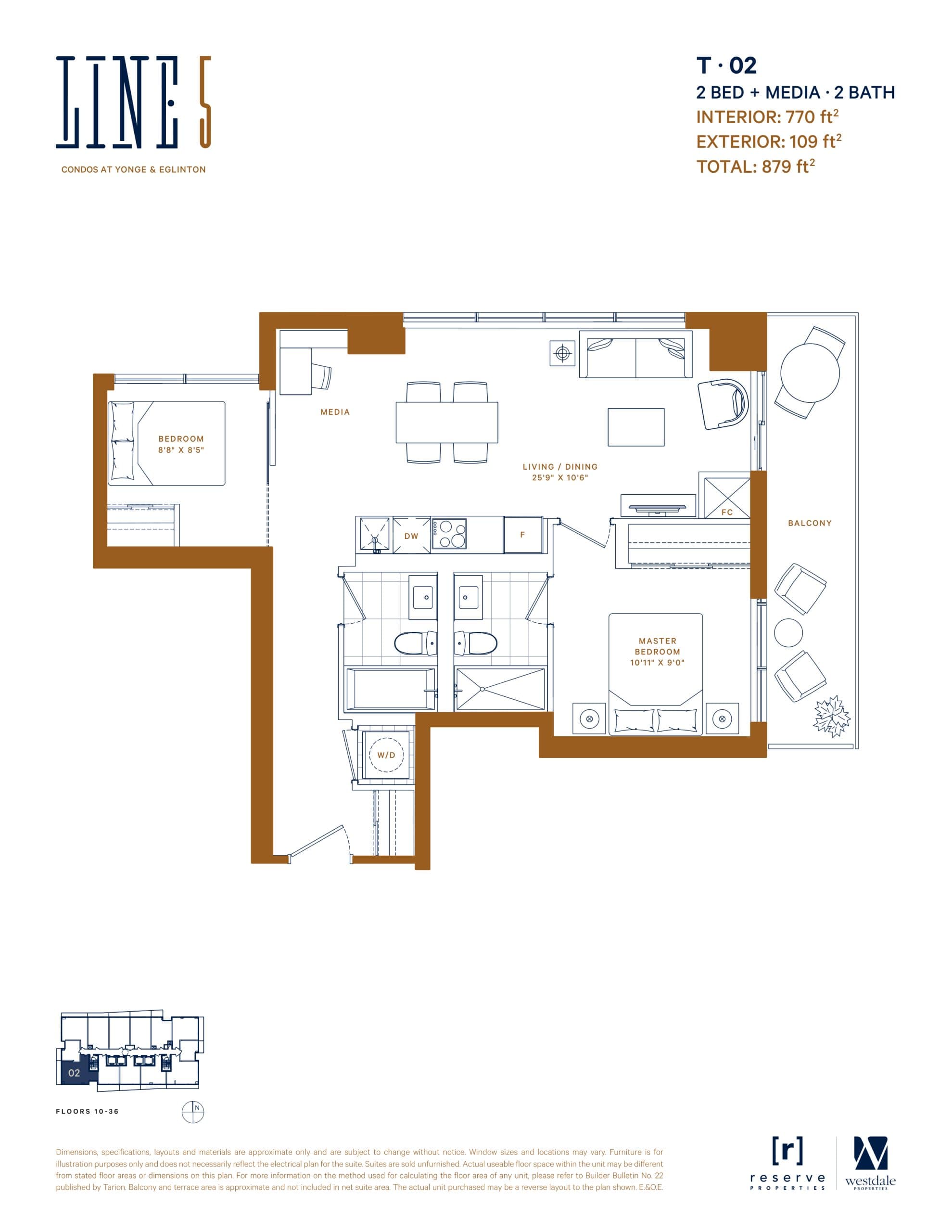 T-02 Floor Plan at Line 5 Condos - 770 sq.ft