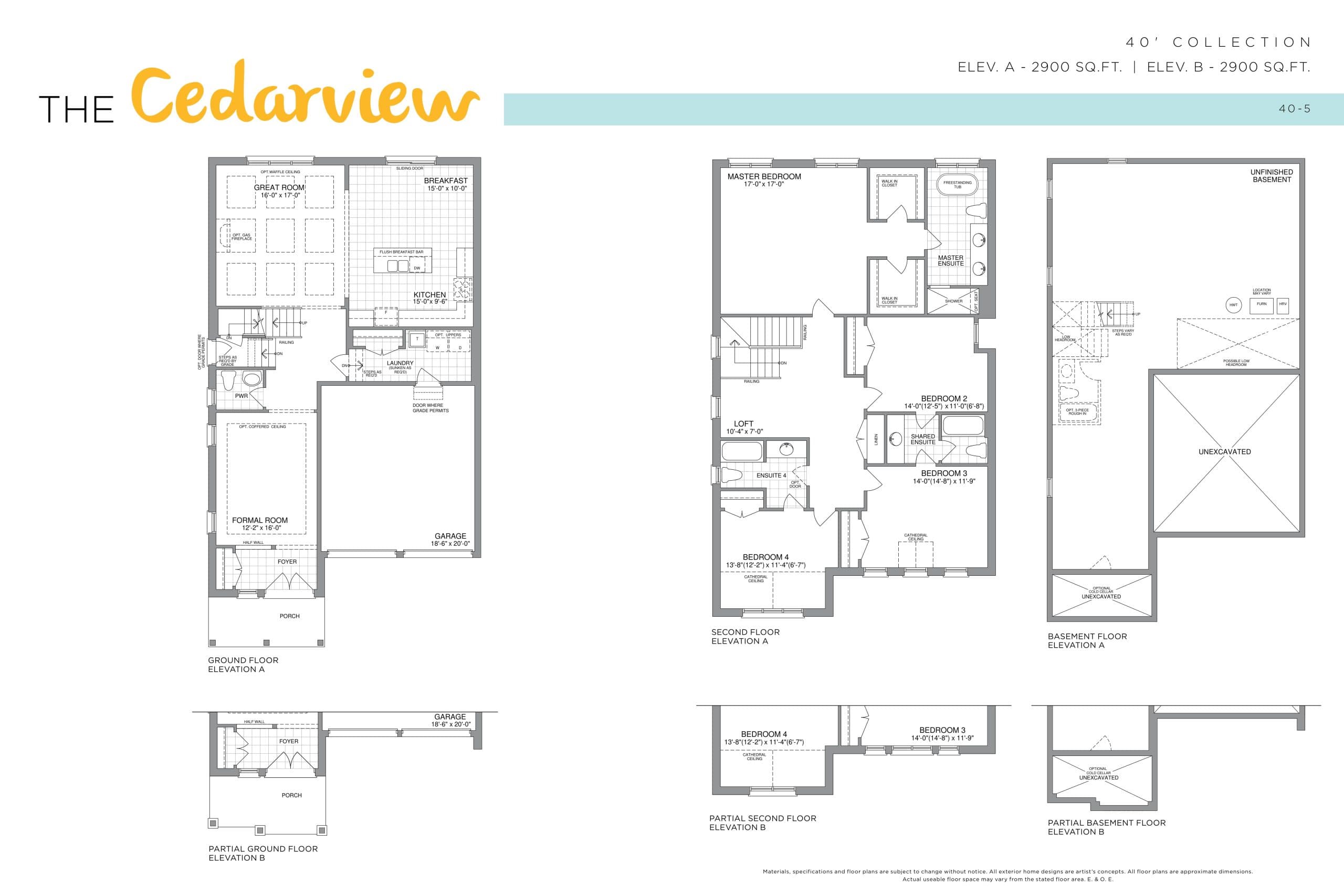 The Cedarview - 40' Collection Floor Plan at Honey Hill Phase 2 - 2900 sq.ft