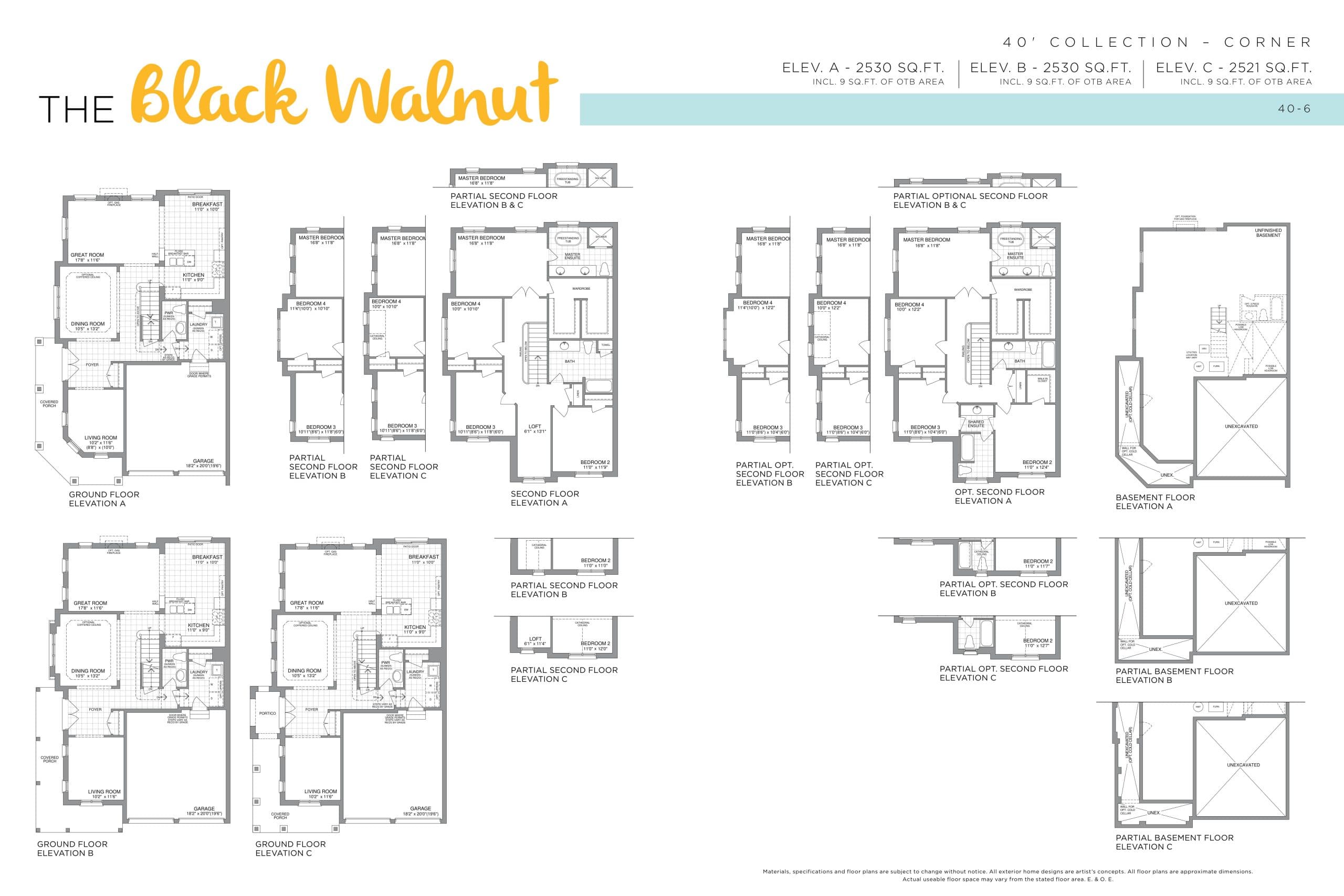 The Black Walnut - 40' Collection Floor Plan at Honey Hill Phase 2 - 2530 sq.ft