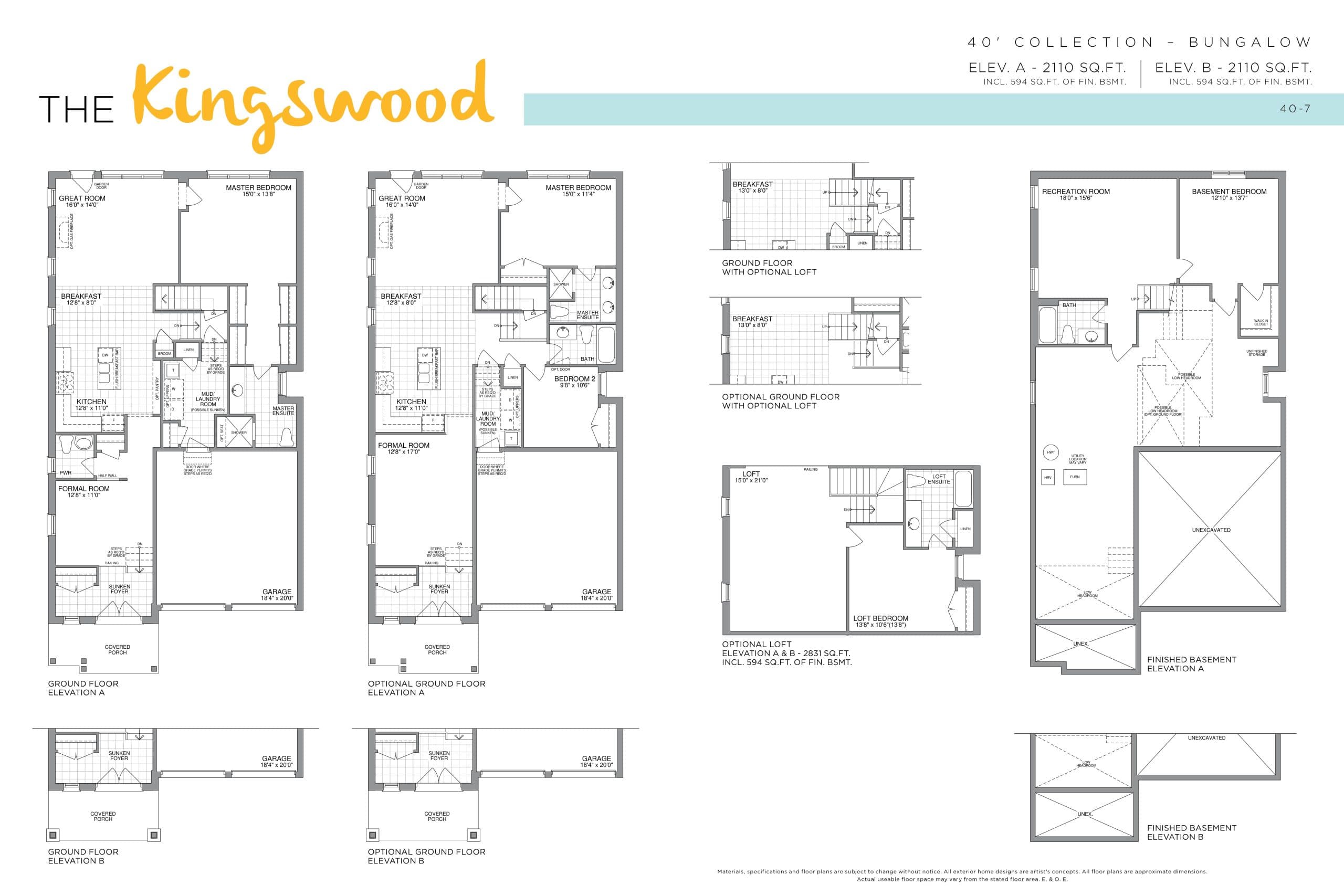 The Kingswood - 40' Collection Floor Plan at Honey Hill Phase 2 - 2110 sq.ft