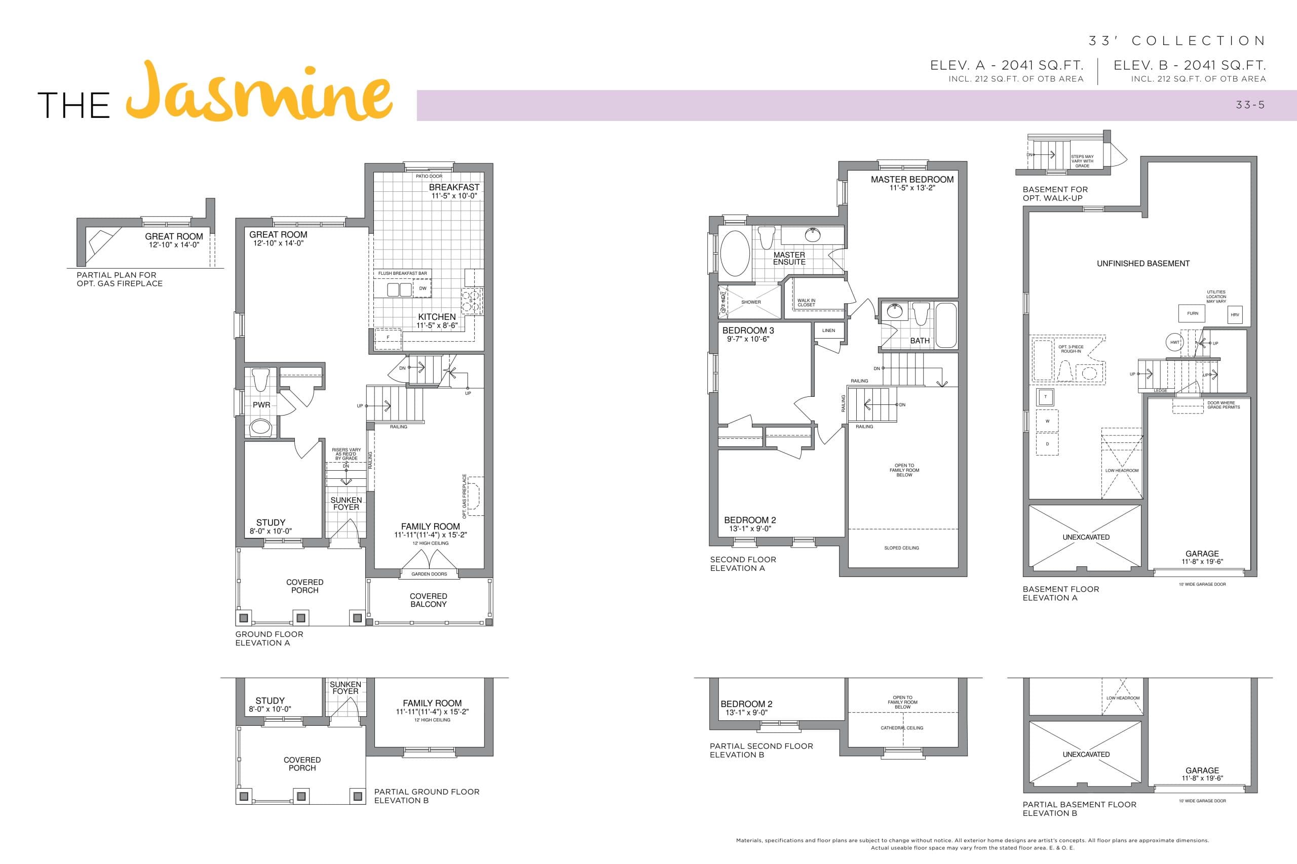 The Jasmine - 33' Collection Floor Plan at Honey Hill Phase 2 - 2041 sq.ft