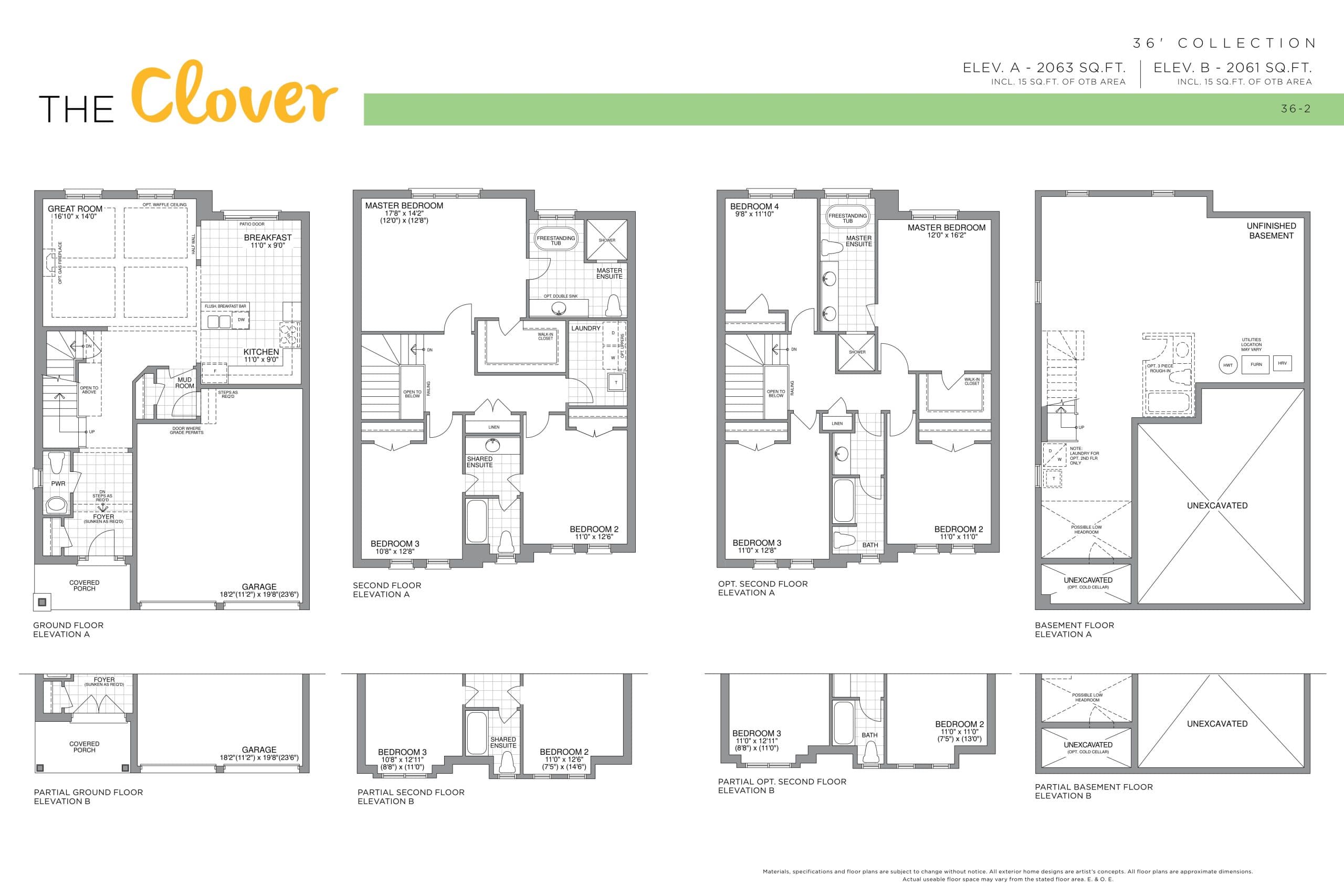 The Clover - 36' Collection Floor Plan at Honey Hill Phase 2 - 2063 sq.ft