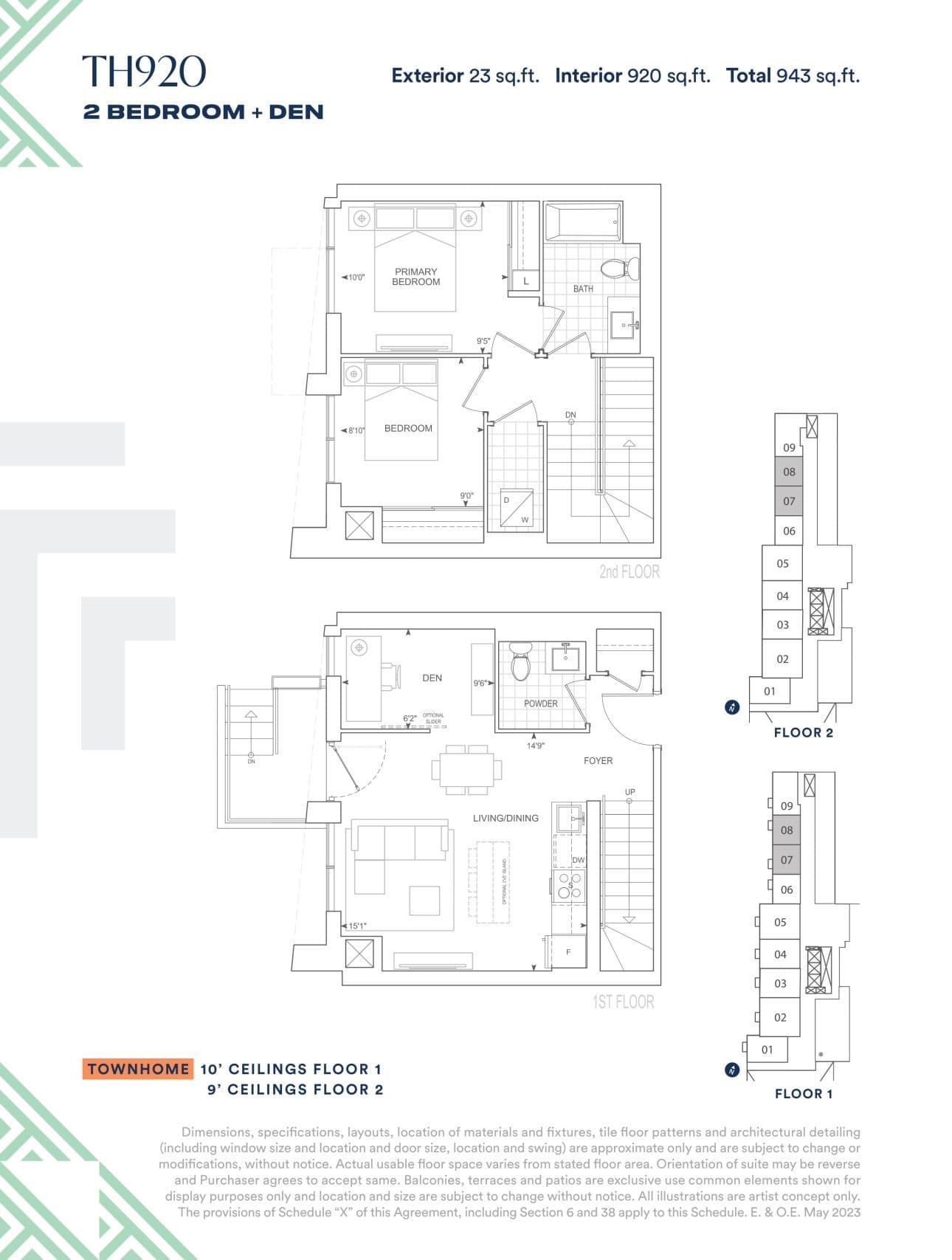 TH920 Floor Plan at Thompson Towers - Spring Condos - 920 sq.ft