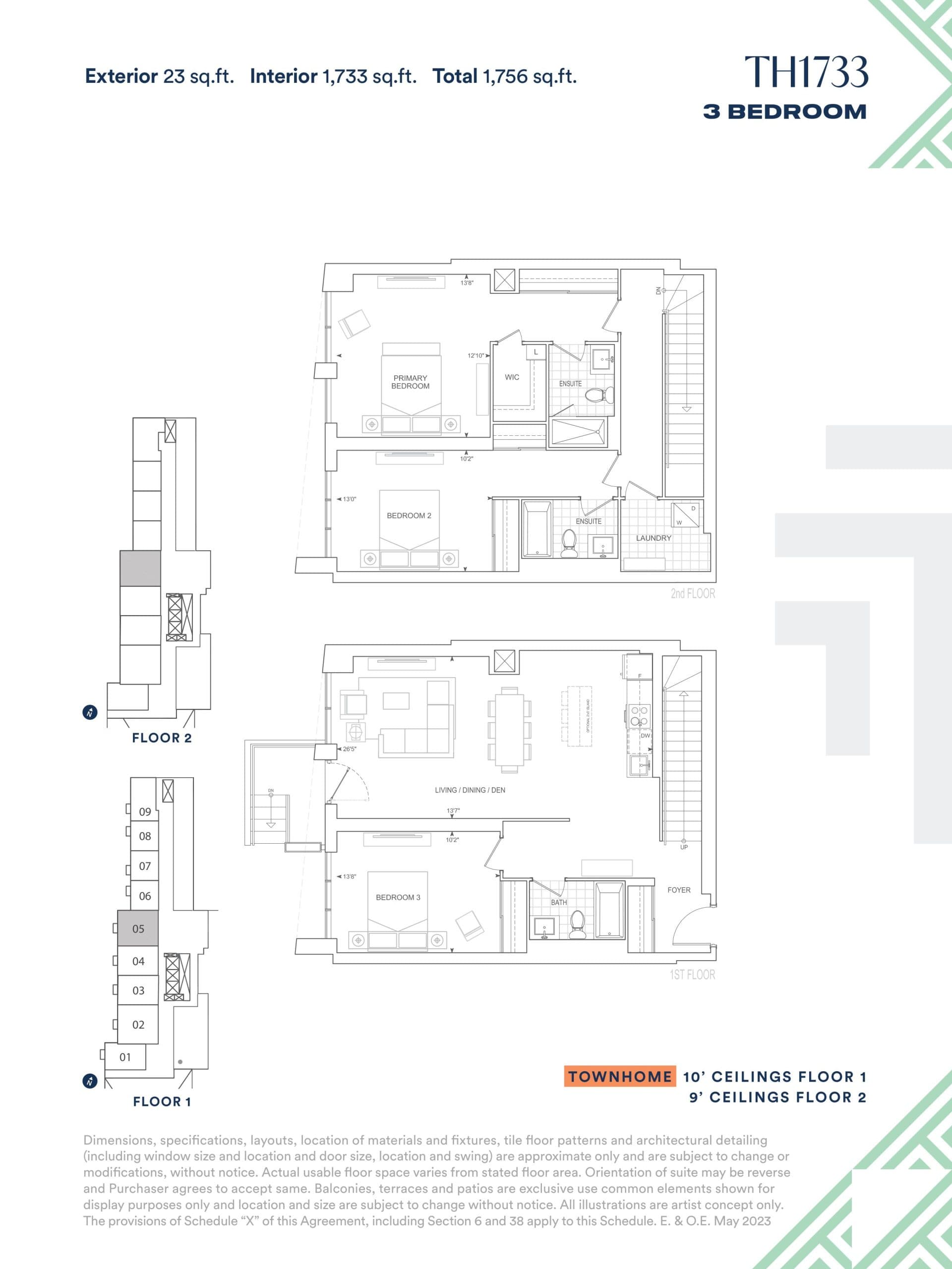 TH1733 Floor Plan at Thompson Towers - Spring Condos - 1733 sq.ft