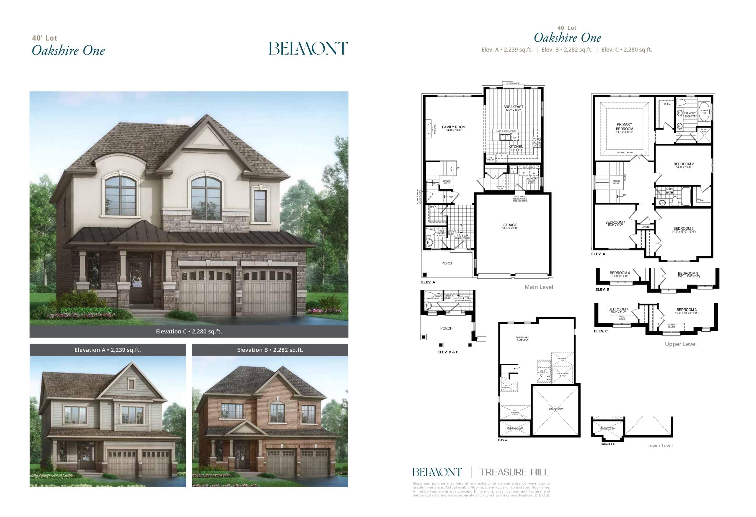 Oakshire One Floor Plan at Belmont The Harmony Series - 2282 sq.ft