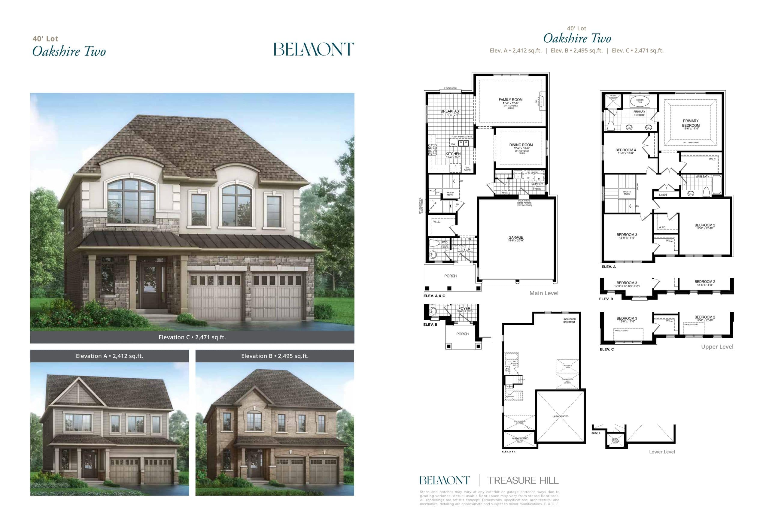 Oakshire Two Floor Plan at Belmont The Harmony Series - 2495 sq.ft