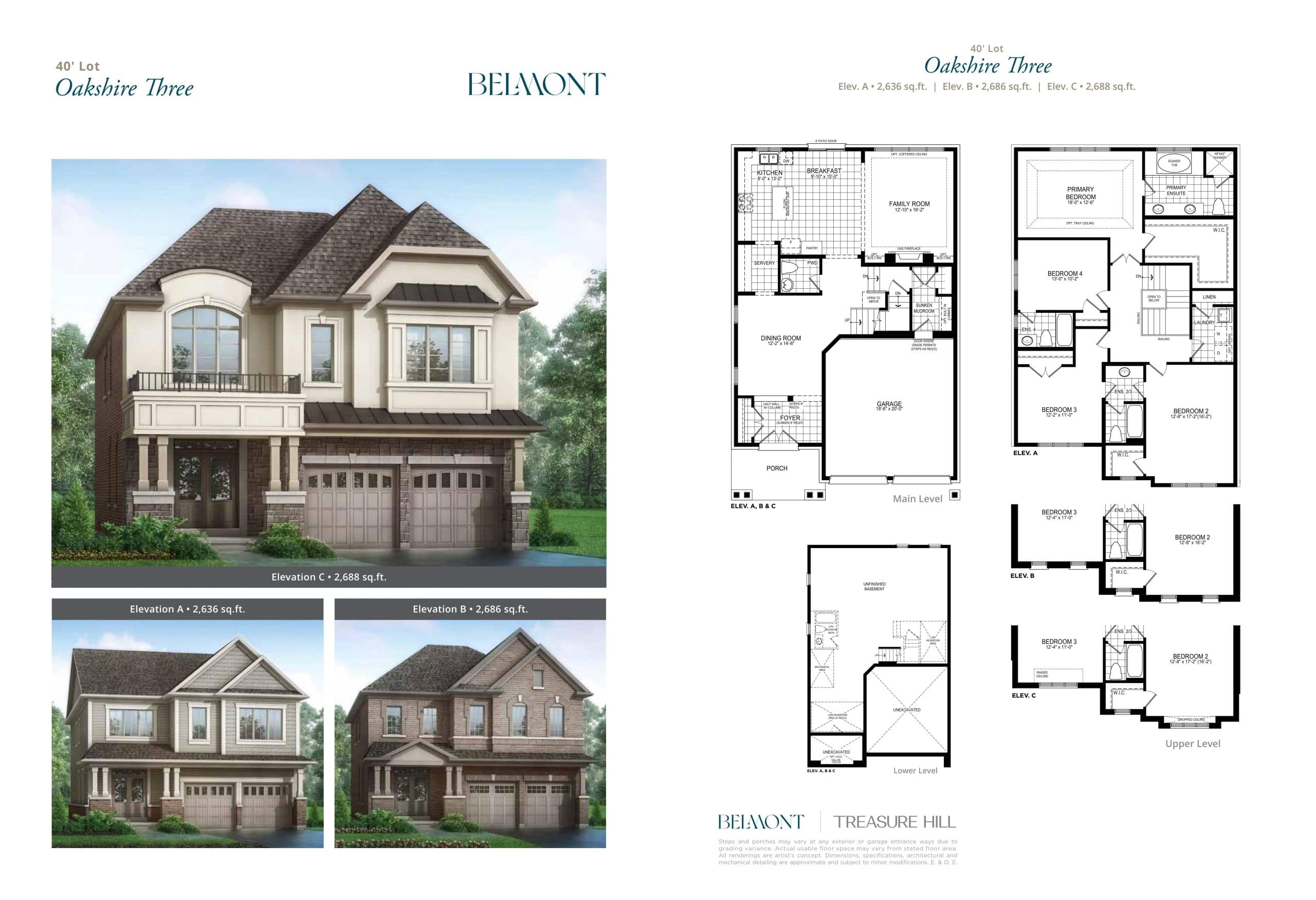Oakshire Three Floor Plan at Belmont The Harmony Series - 2688 sq.ft