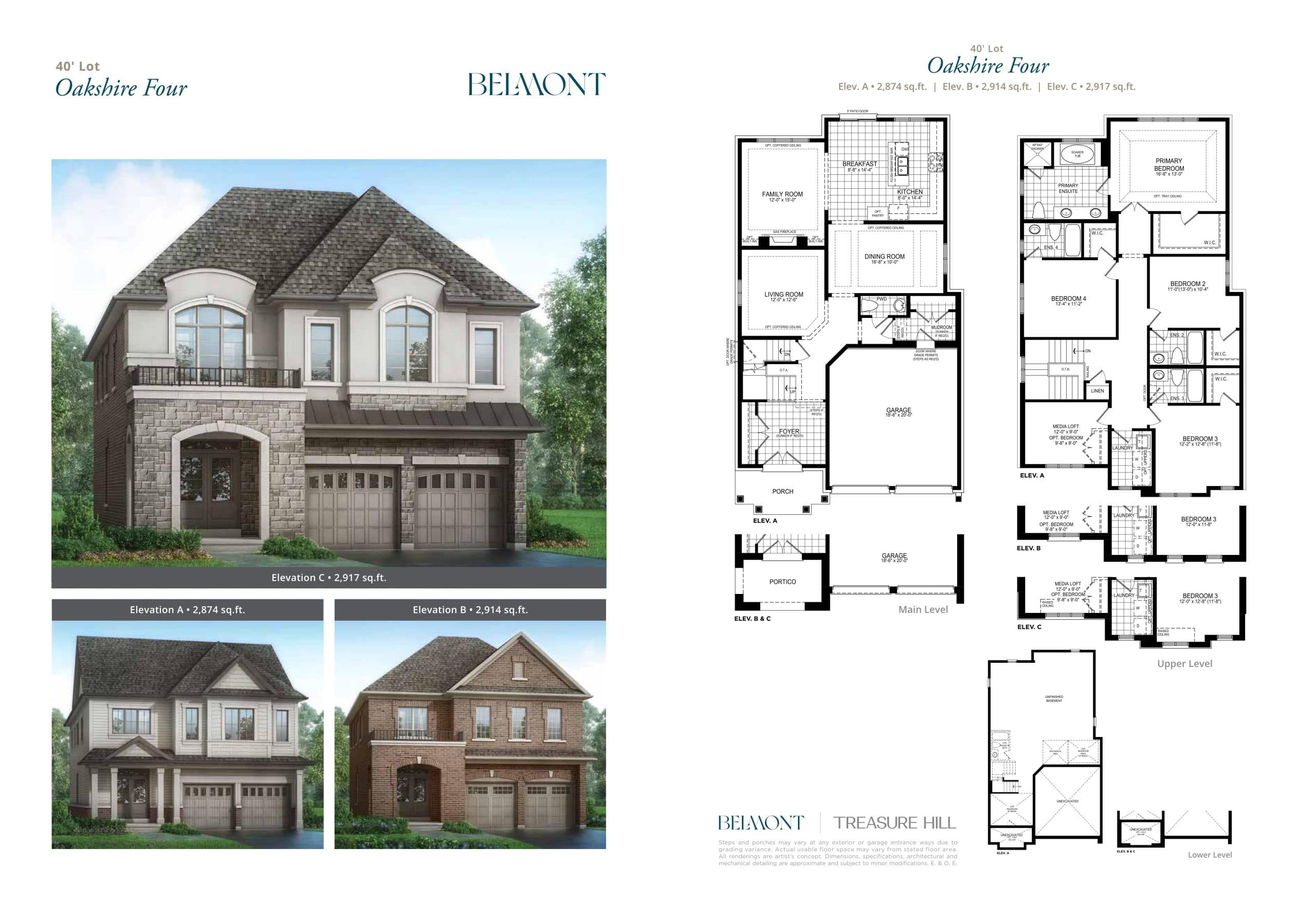 Oakshire Four Floor Plan at Belmont The Harmony Series - 2917 sq.ft