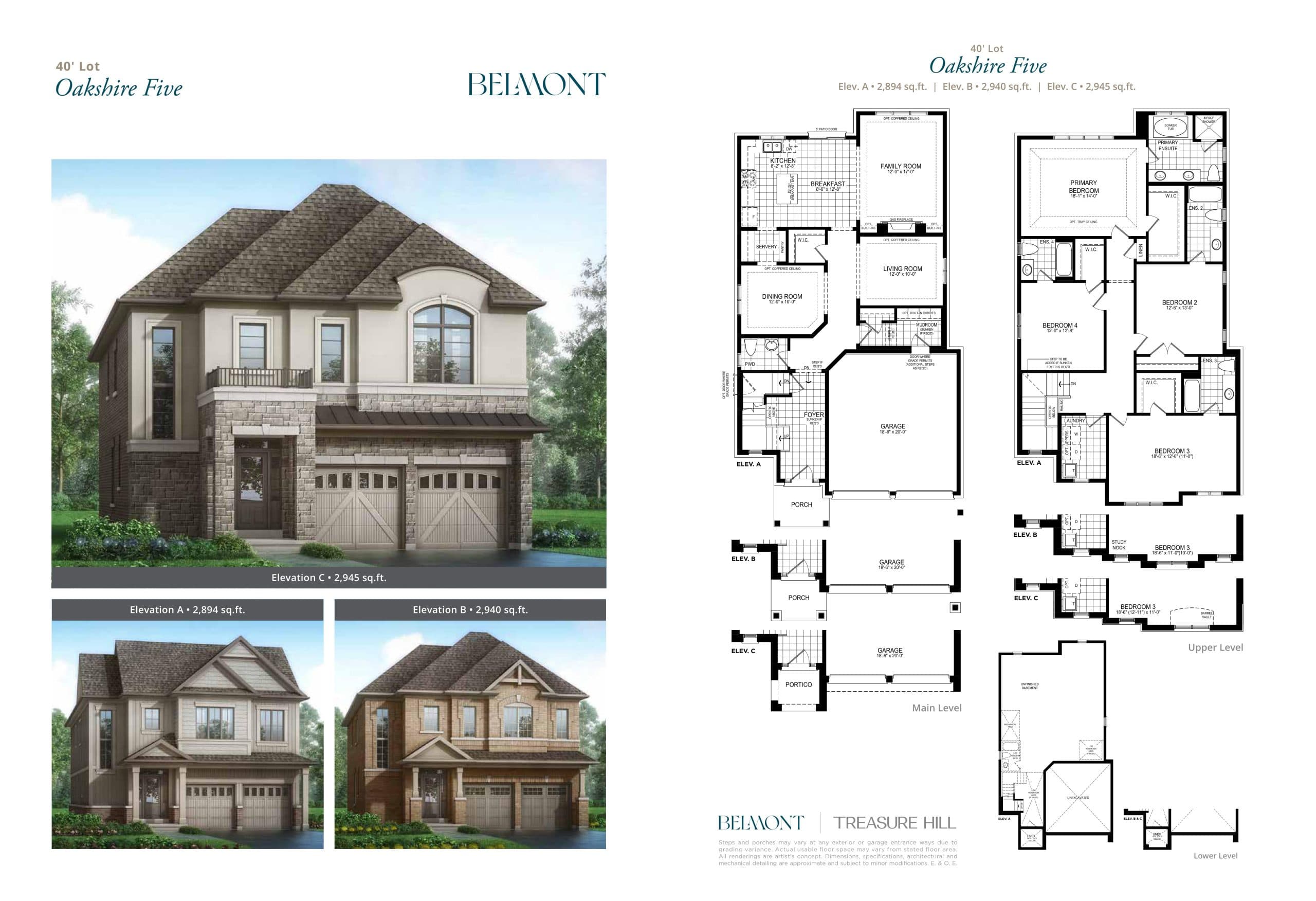 Oakshire Five Floor Plan at Belmont The Harmony Series - 2945 sq.ft
