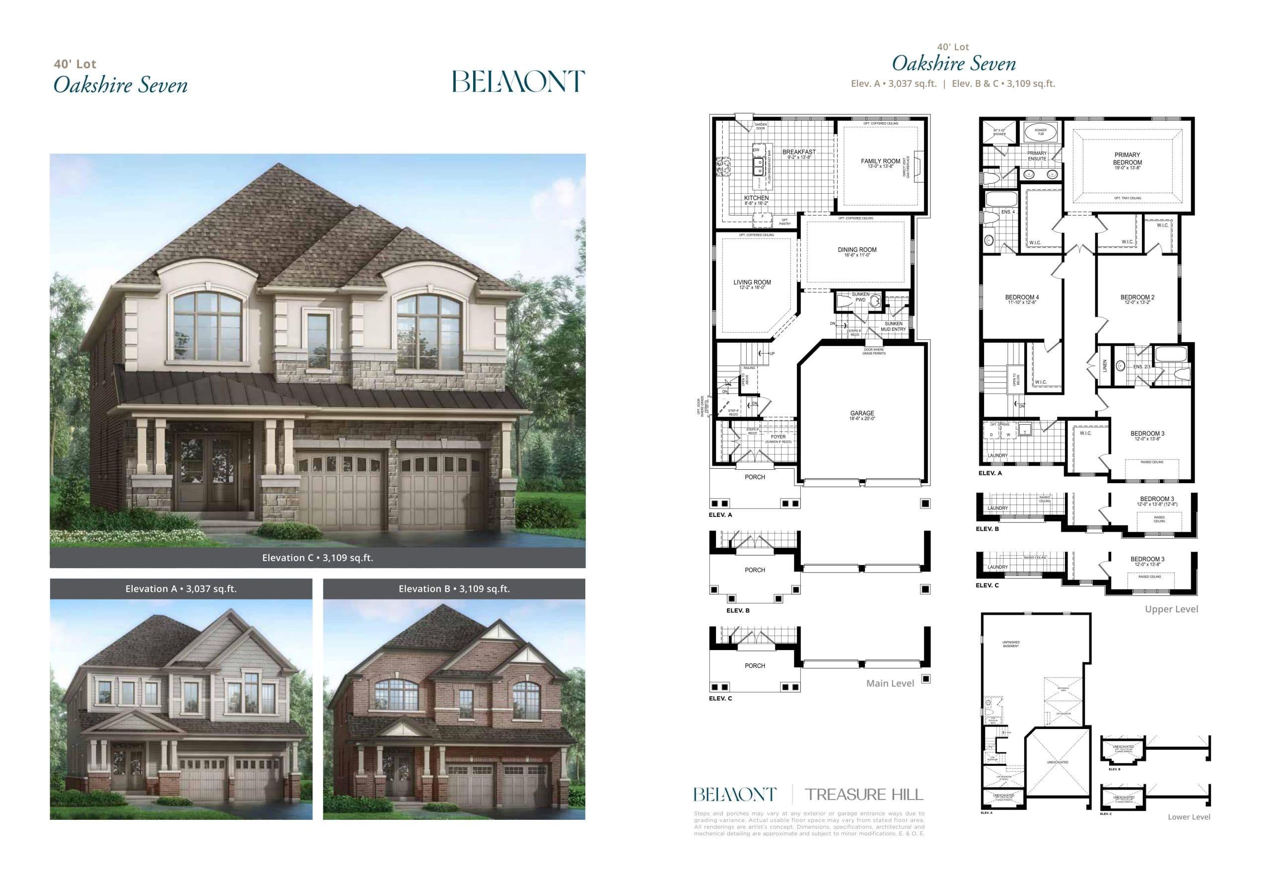 Oakshire Seven Floor Plan at Belmont The Harmony Series - 3109 sq.ft