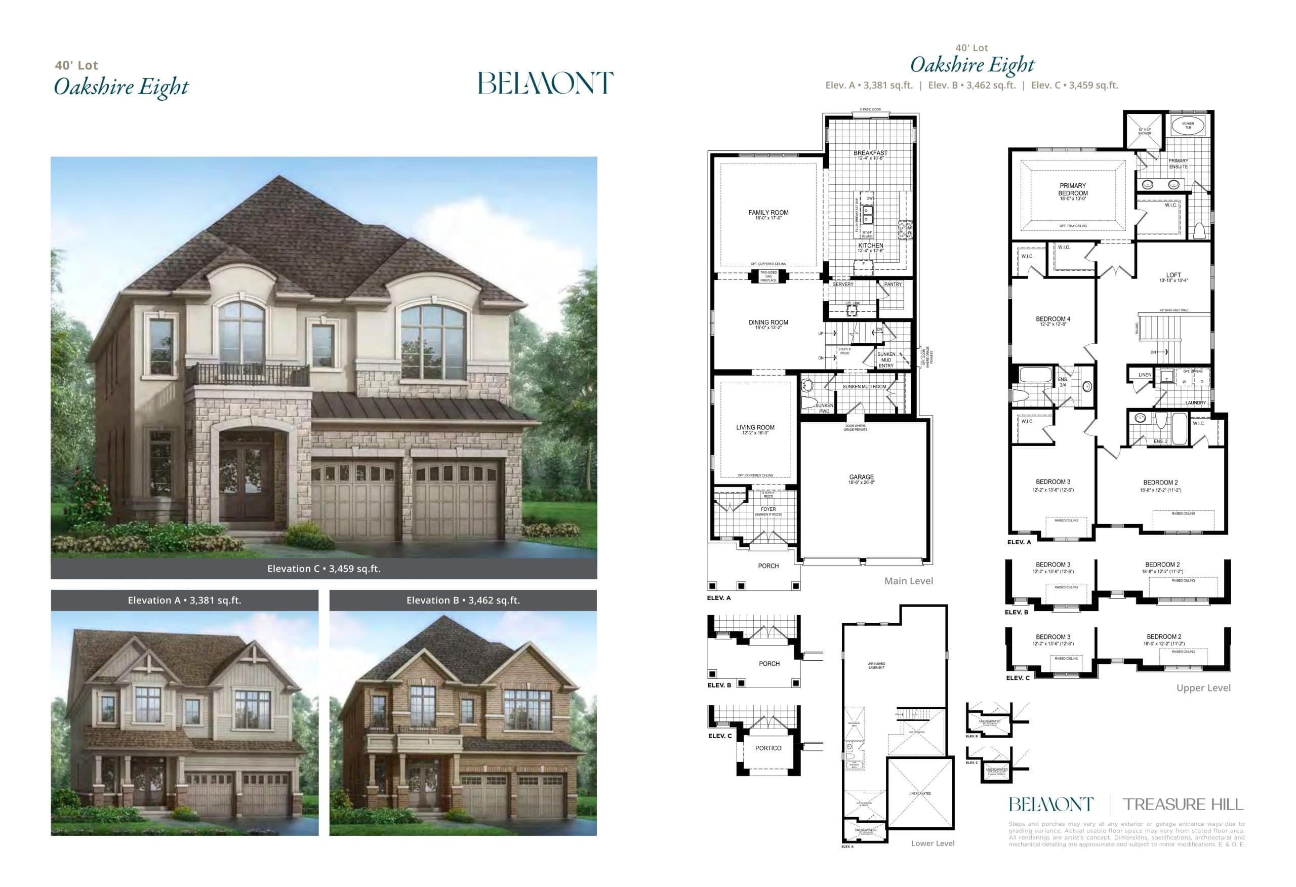 Oakshire Eight (Optional) Floor Plan at Belmont The Harmony Series - 3462 sq.ft