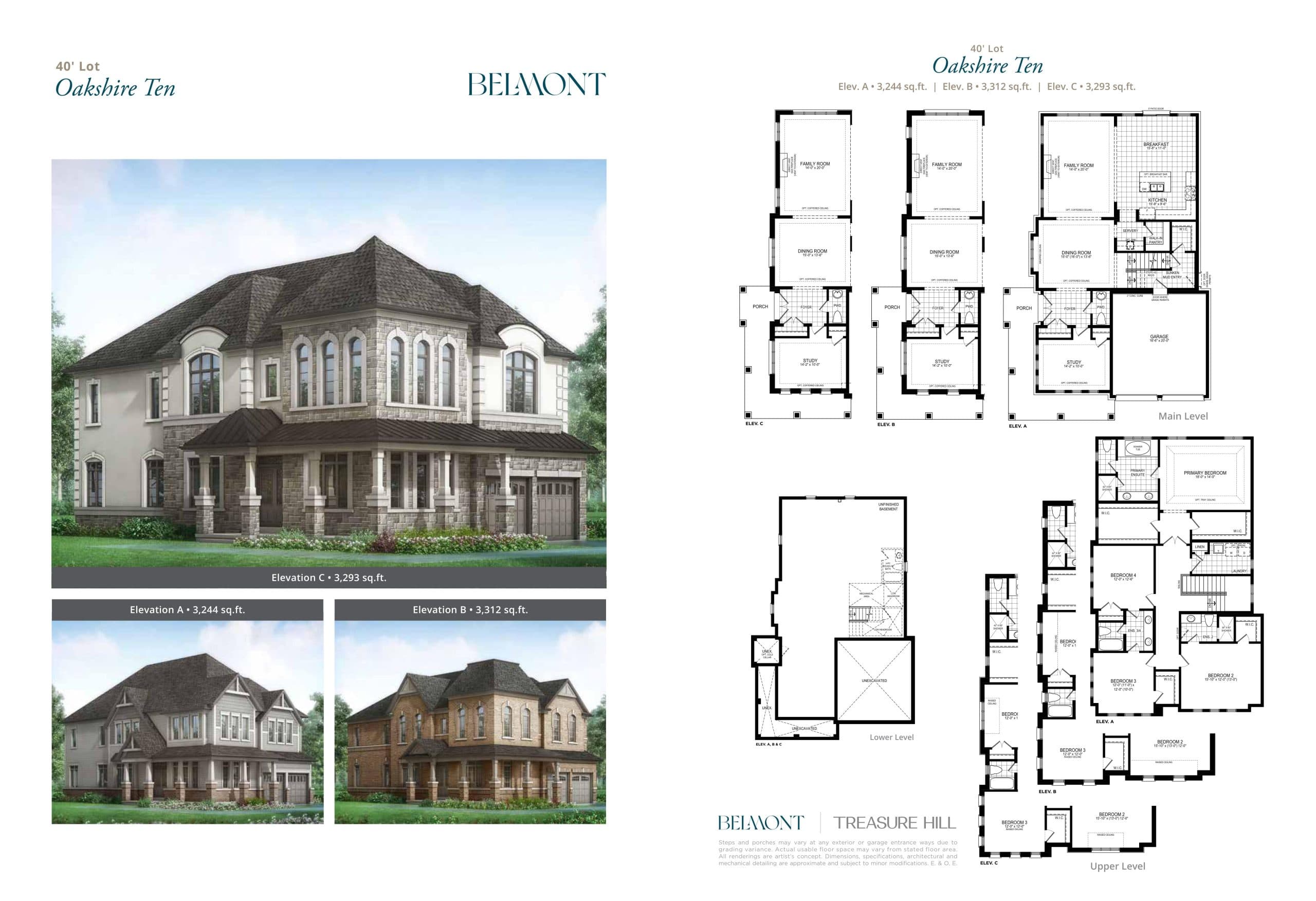 Oakshire Ten Floor Plan at Belmont The Harmony Series - 3312 sq.ft