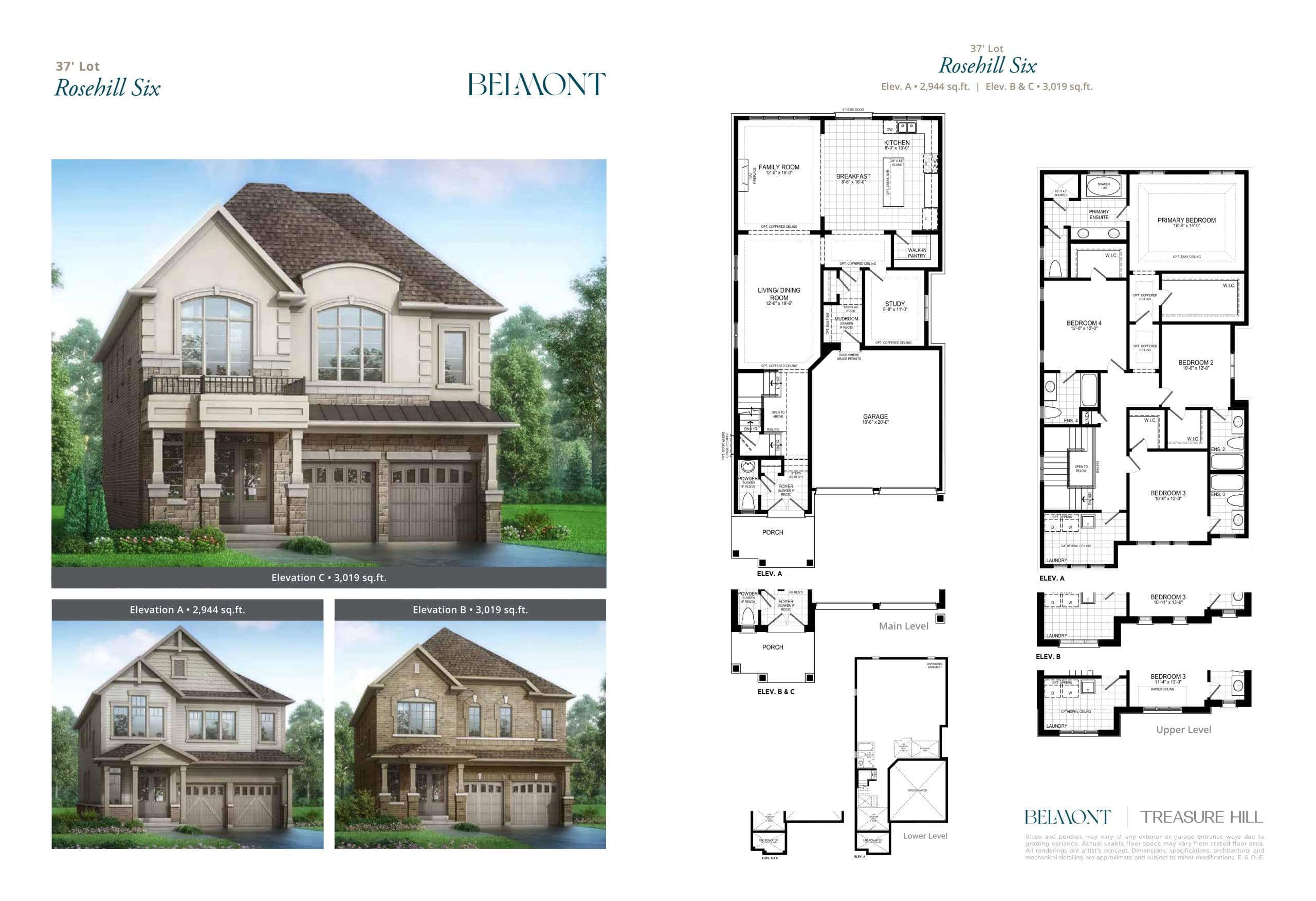 Rosehill Six Floor Plan at Belmont The Harmony Series - 3019 sq.ft