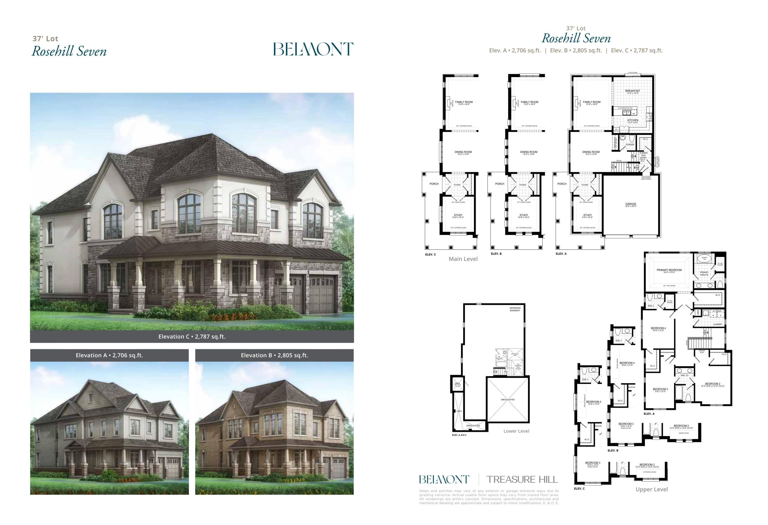 Rosehill Seven Floor Plan at Belmont The Harmony Series - 2805 sq.ft
