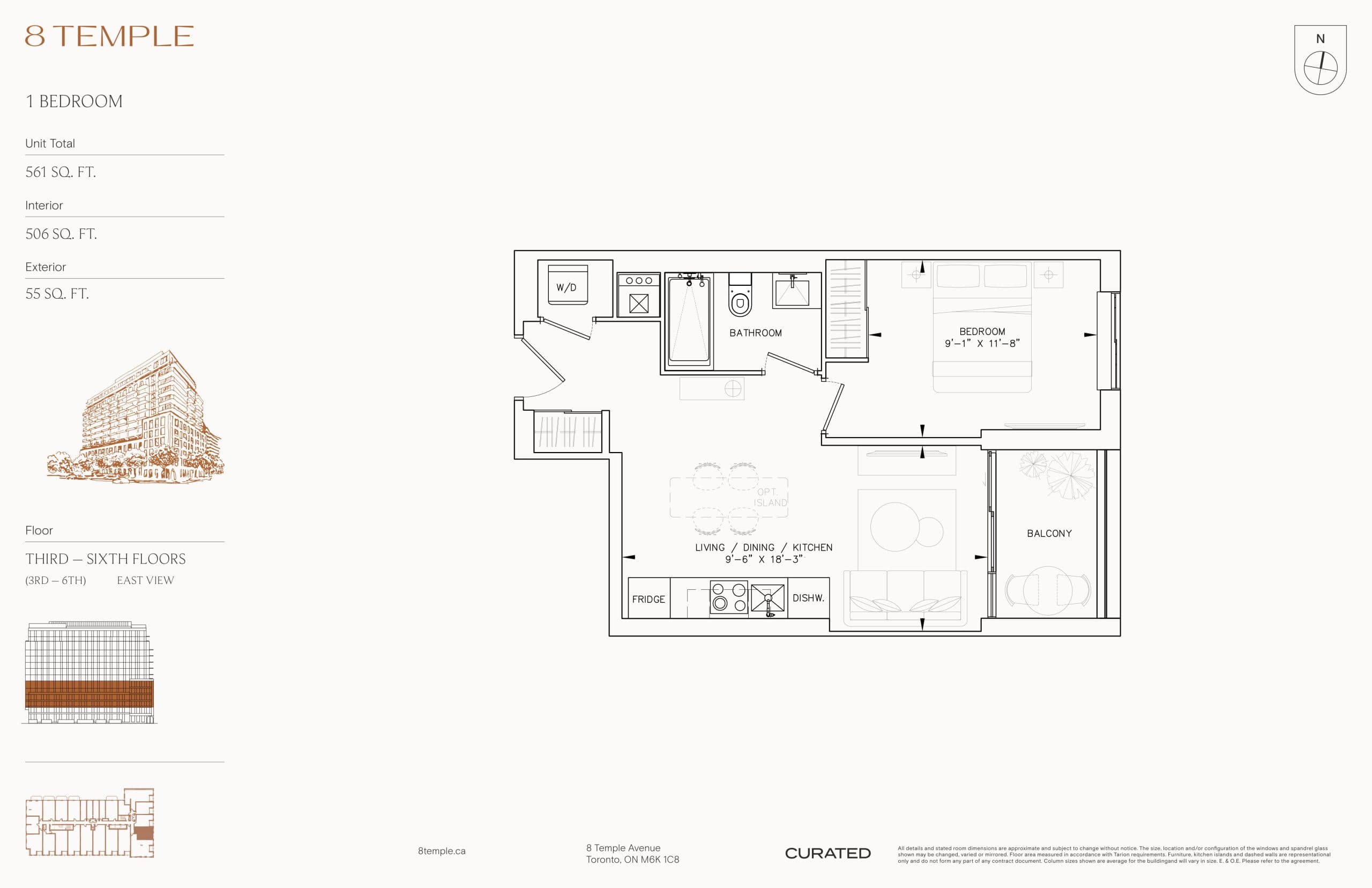 506 Floor Plan at 8 Temple Condos - 506 sq.ft