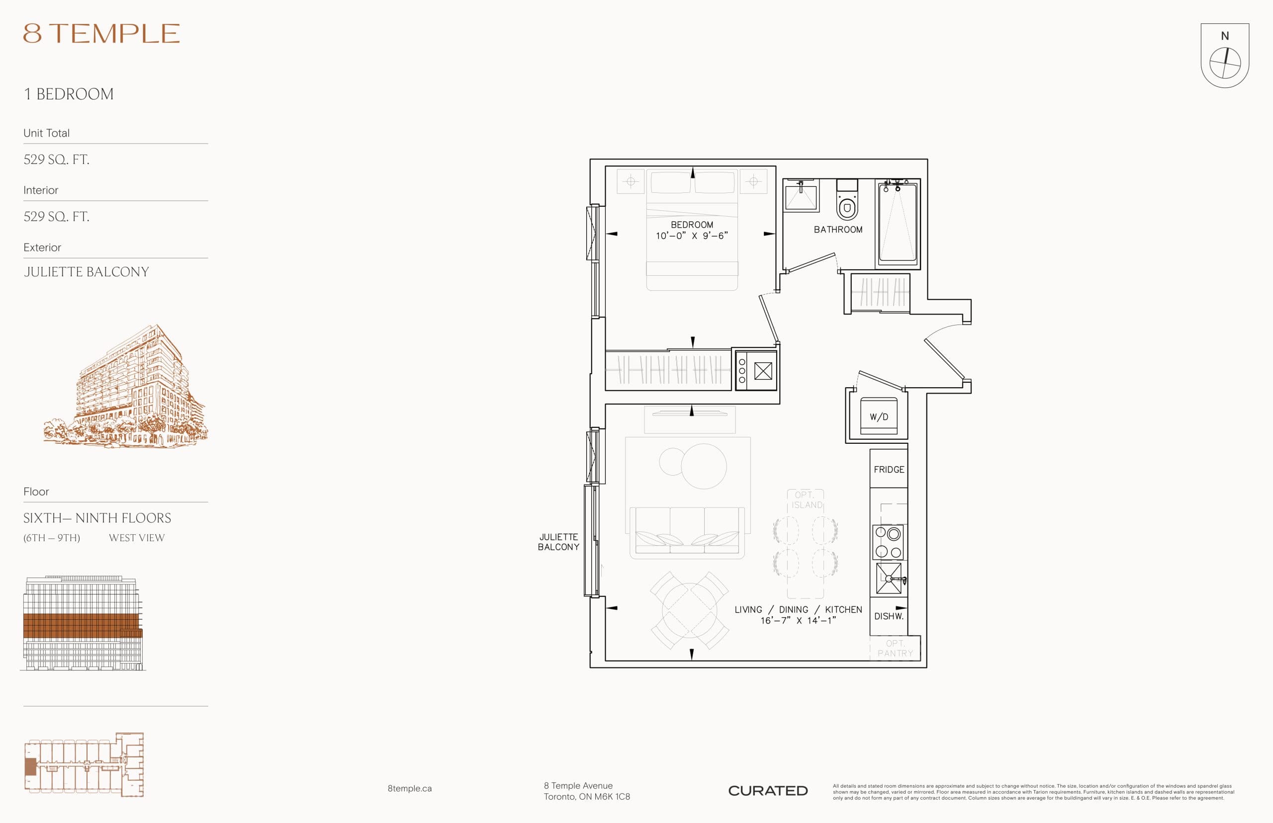529 Floor Plan at 8 Temple Condos - 529 sq.ft