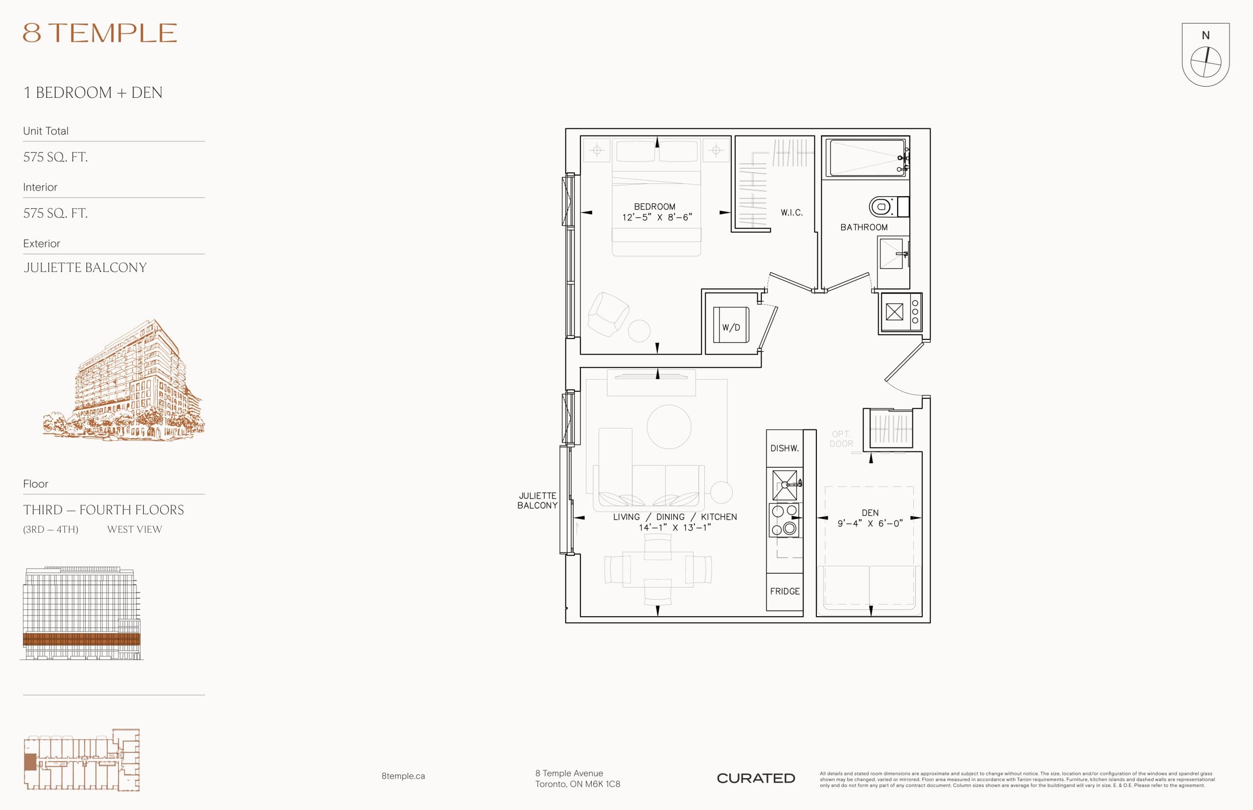 575 Floor Plan at 8 Temple Condos - 575 sq.ft