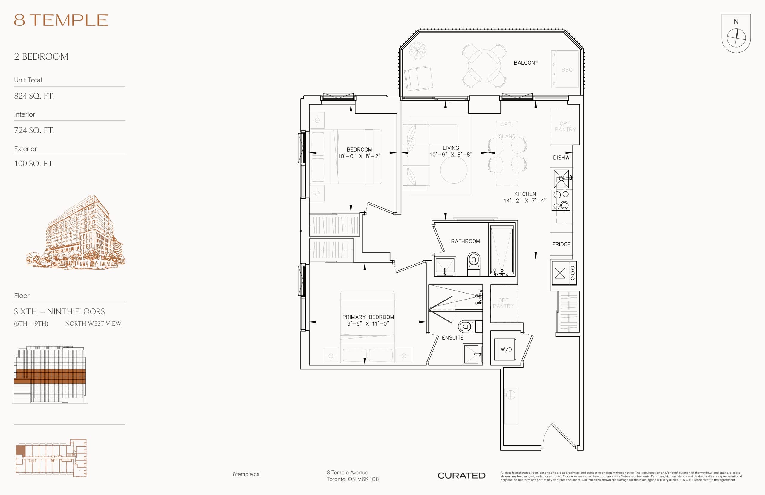 724 Floor Plan at 8 Temple Condos - 724 sq.ft
